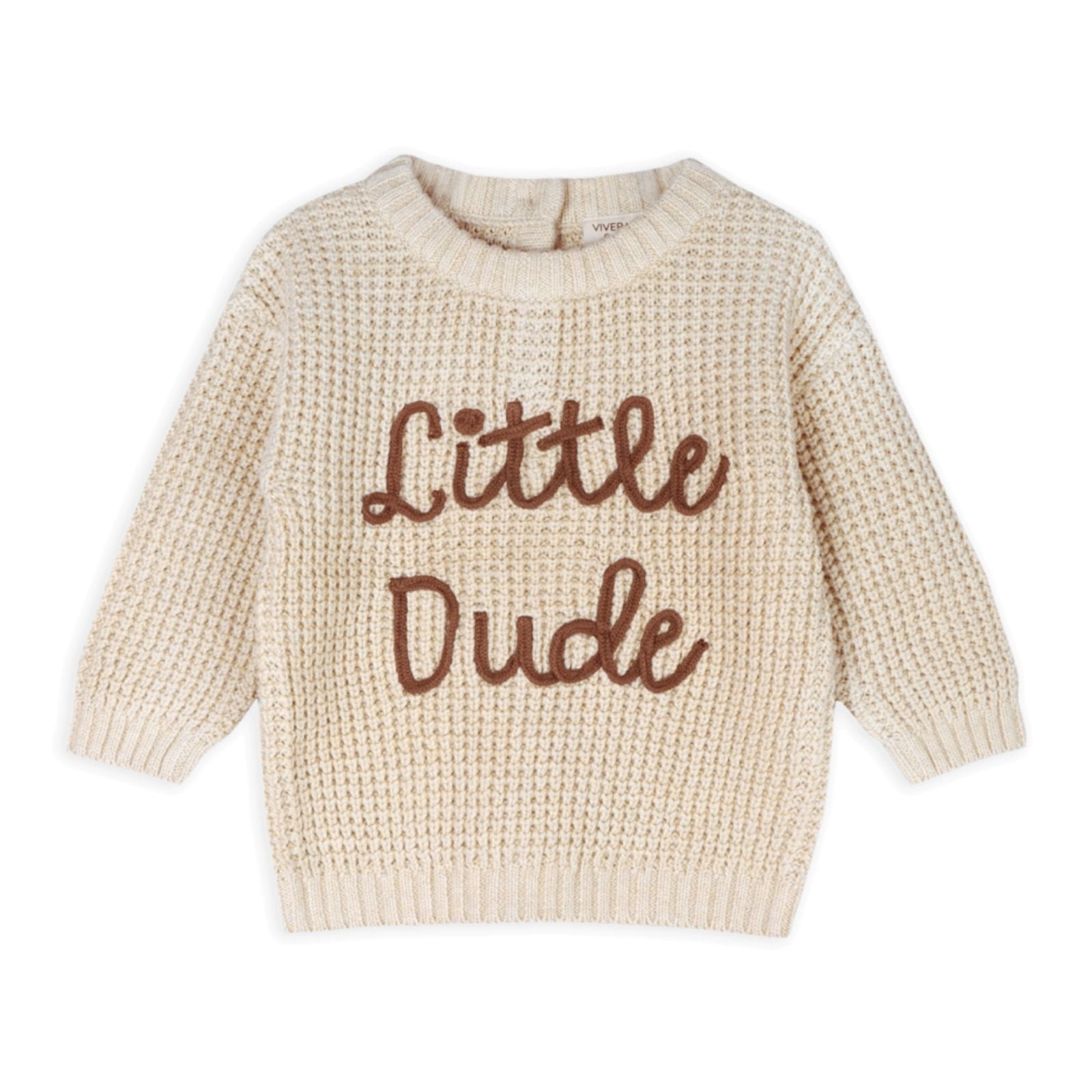 Little Dude Embroidered Sweater Pullover - Oatmeal
