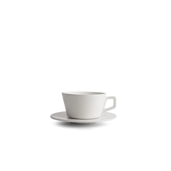 Angle Capp & Sm Latte Mug with Saucer - White, 6oz