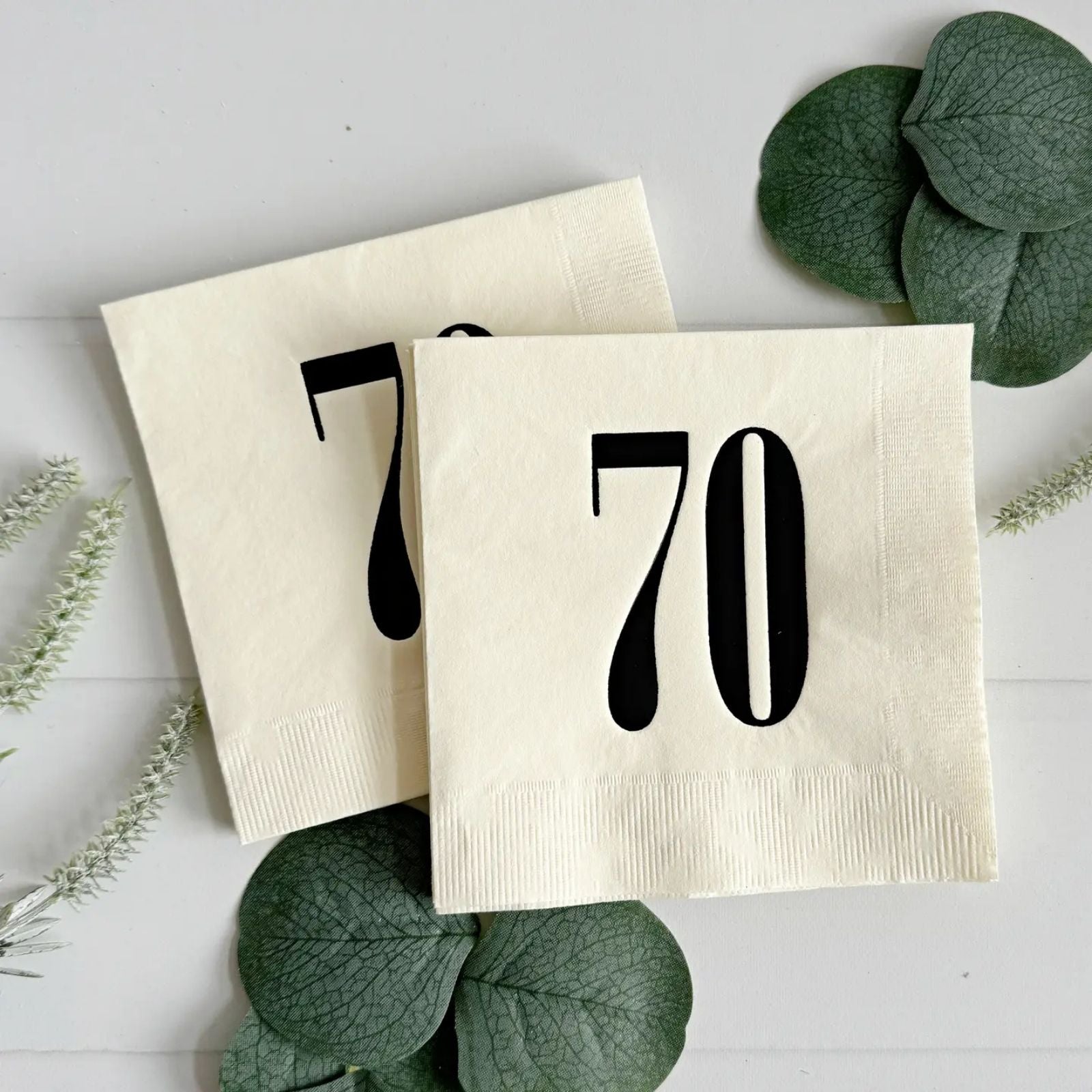 70 Cream & Black Napkins