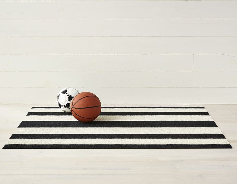 Bold Stripe Doormat Black White