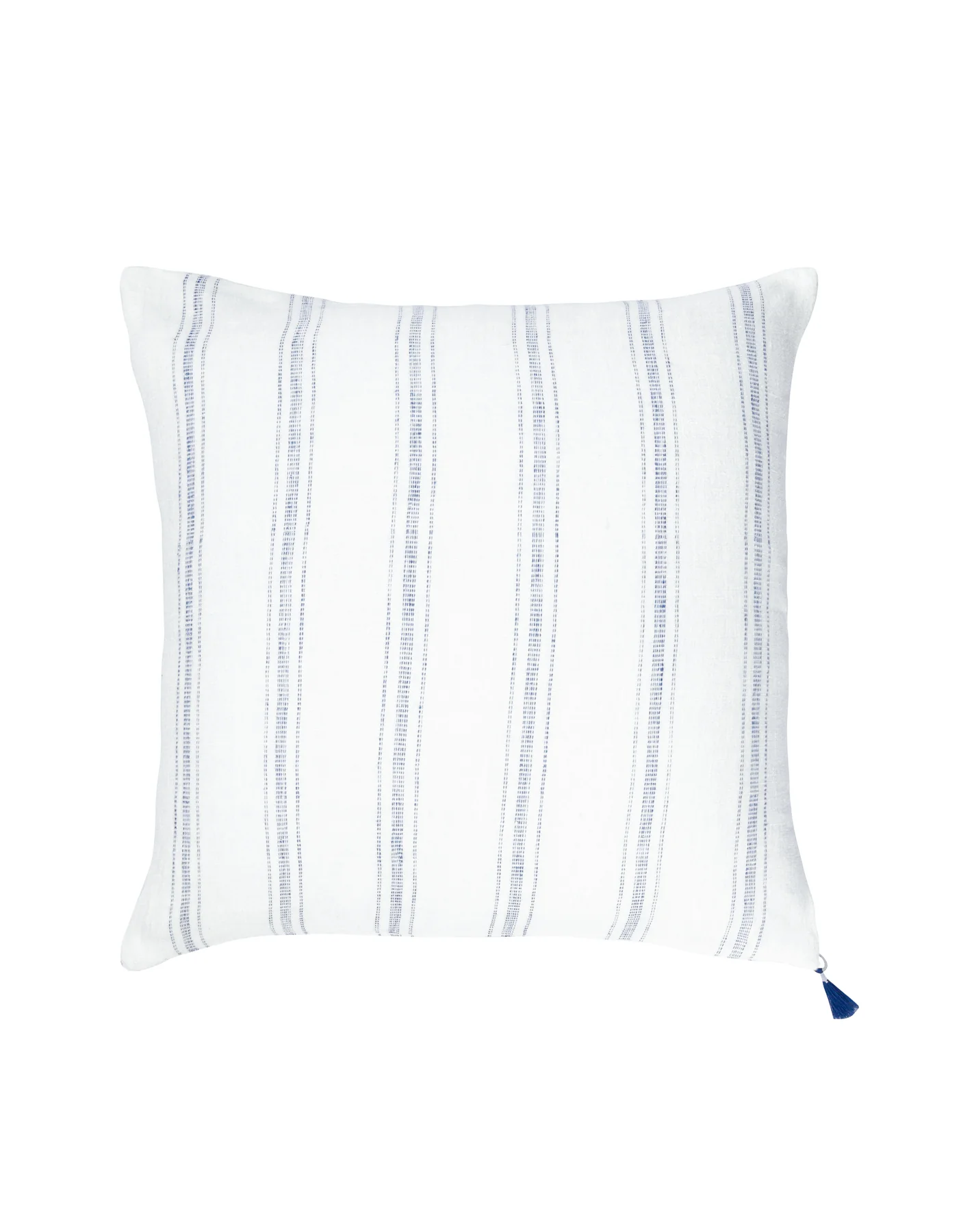 White w/ Blue Stripes 20x20 Down So Soft Linen Pillow