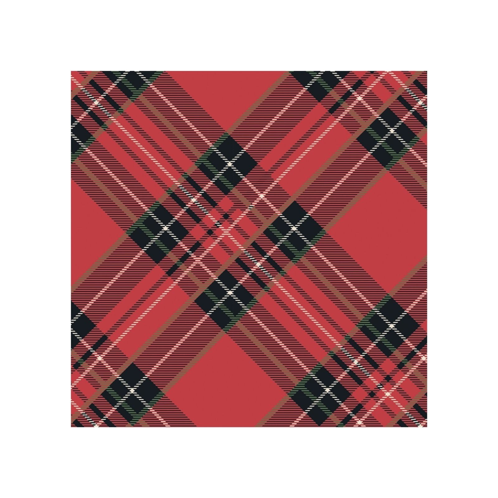 Red Plaid Cocktail Napkin