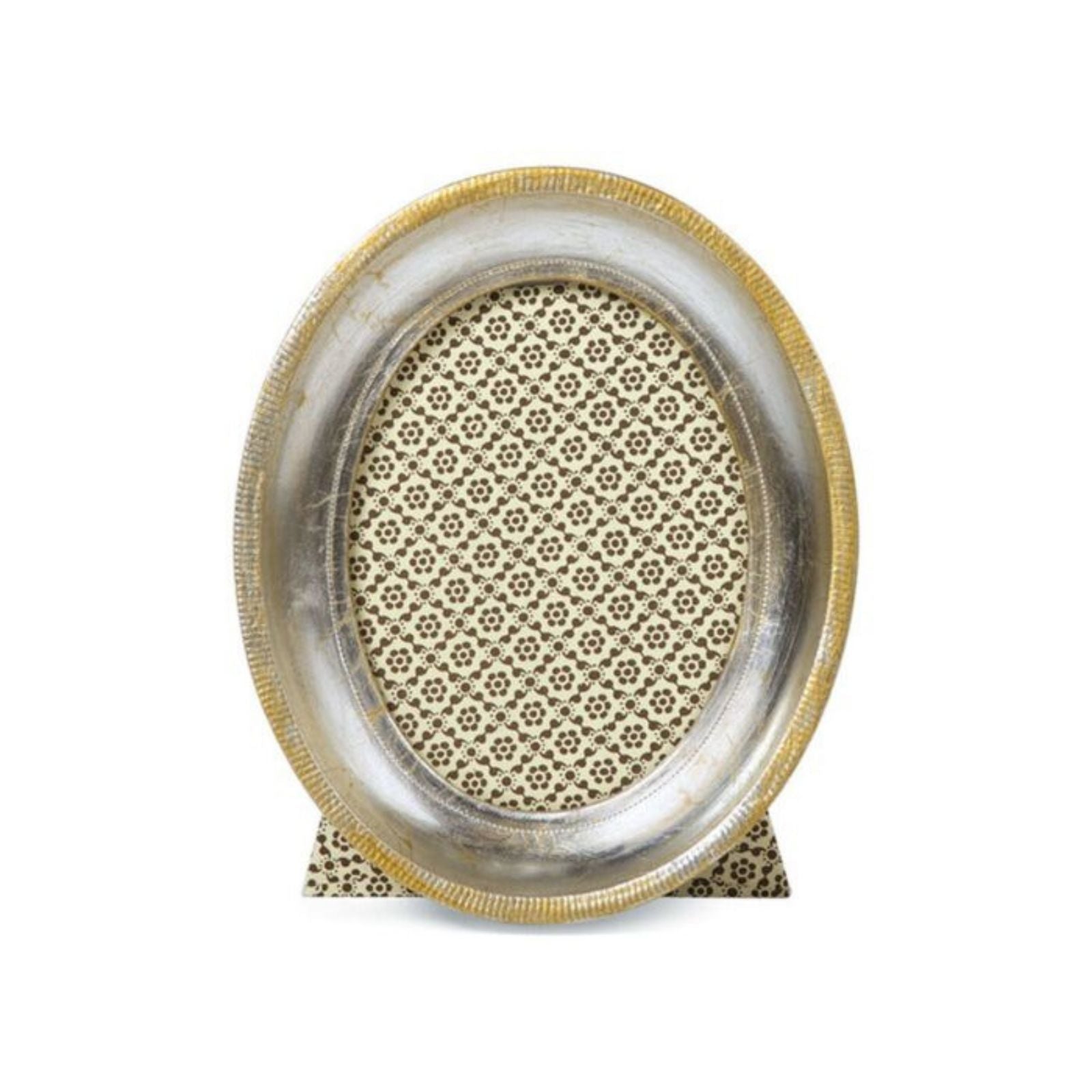 Italian Frame Oval Silver Leaf 4"