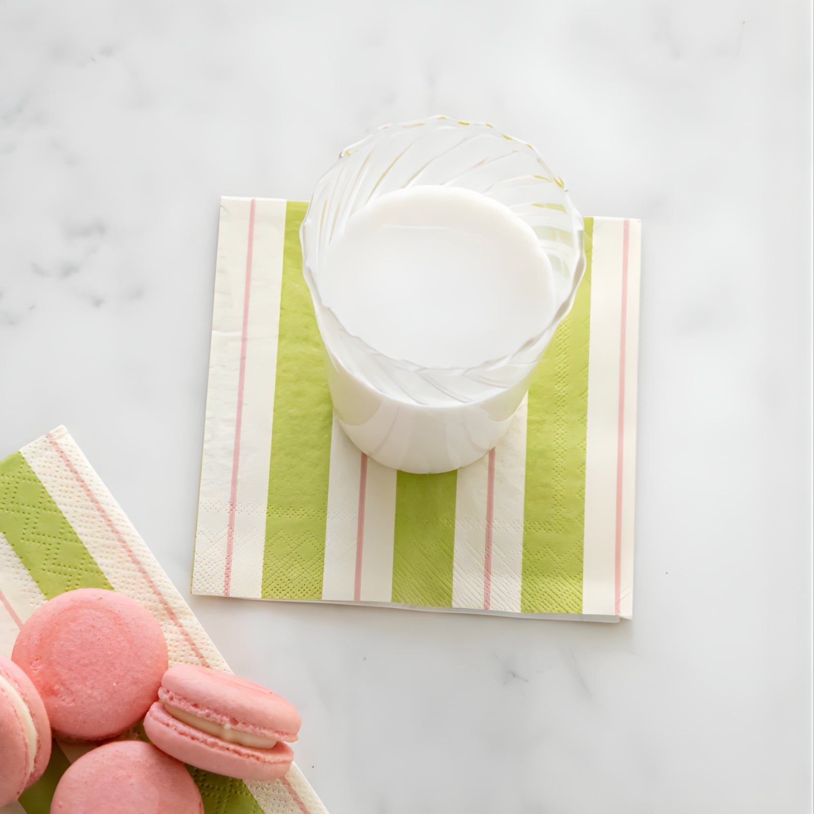 Green & Pink Awning Stripe Cocktail Napkin