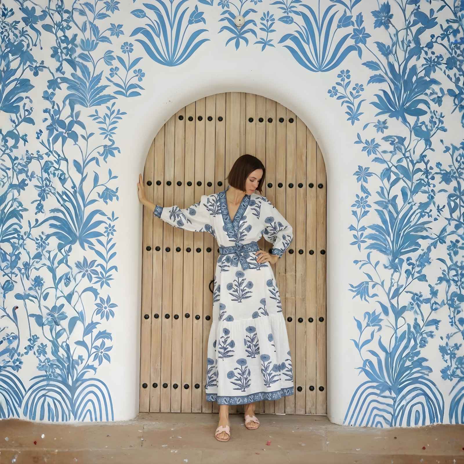 Capri Maxi Dress Indigo Flower L