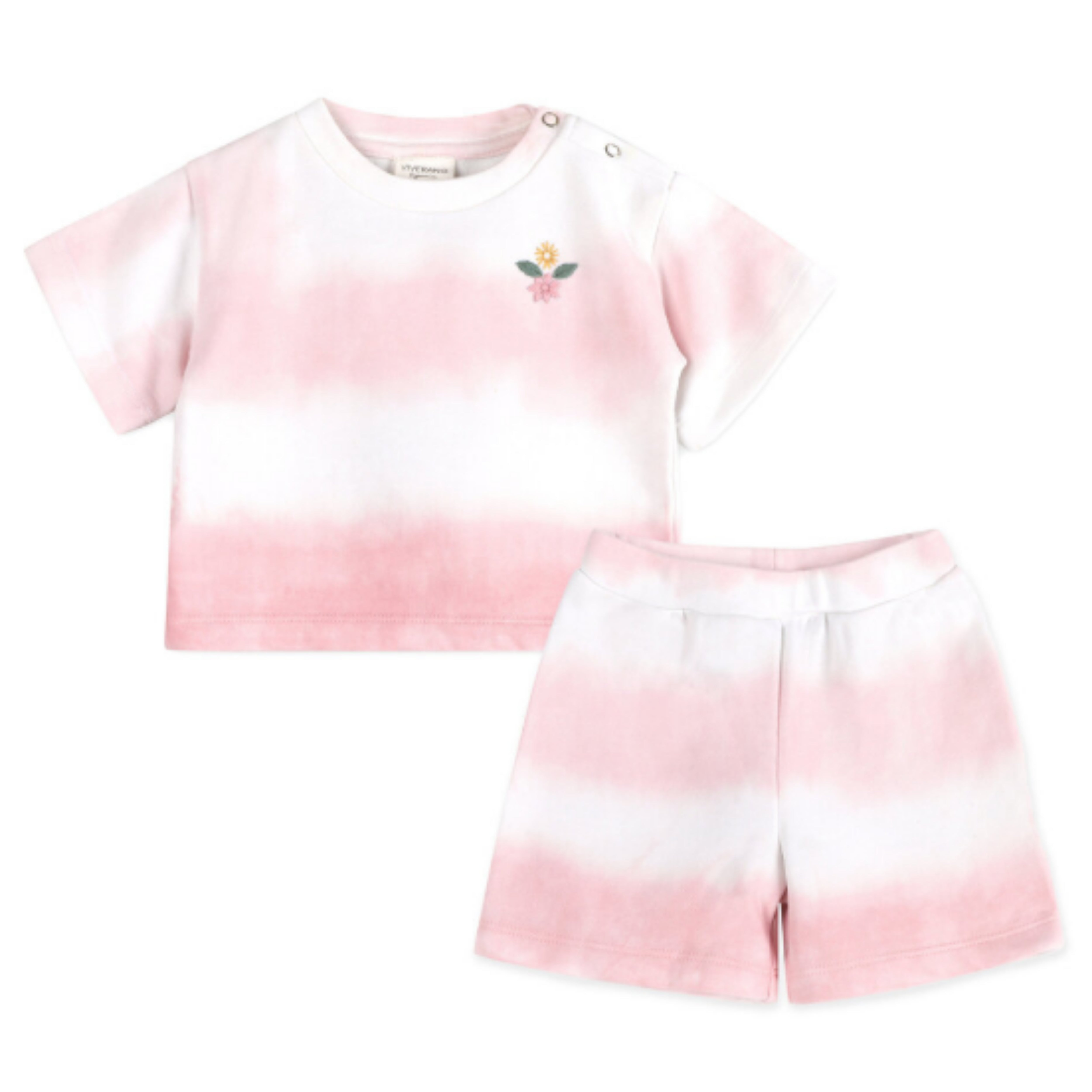 Tie Dye Tee Shorts Set - Blush Bloom 3-6M
