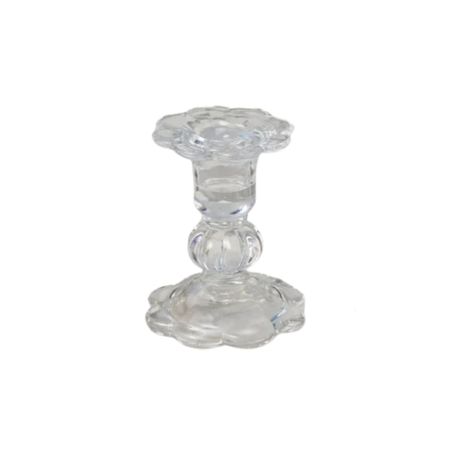 Glass Scalloped Candlestick Clear