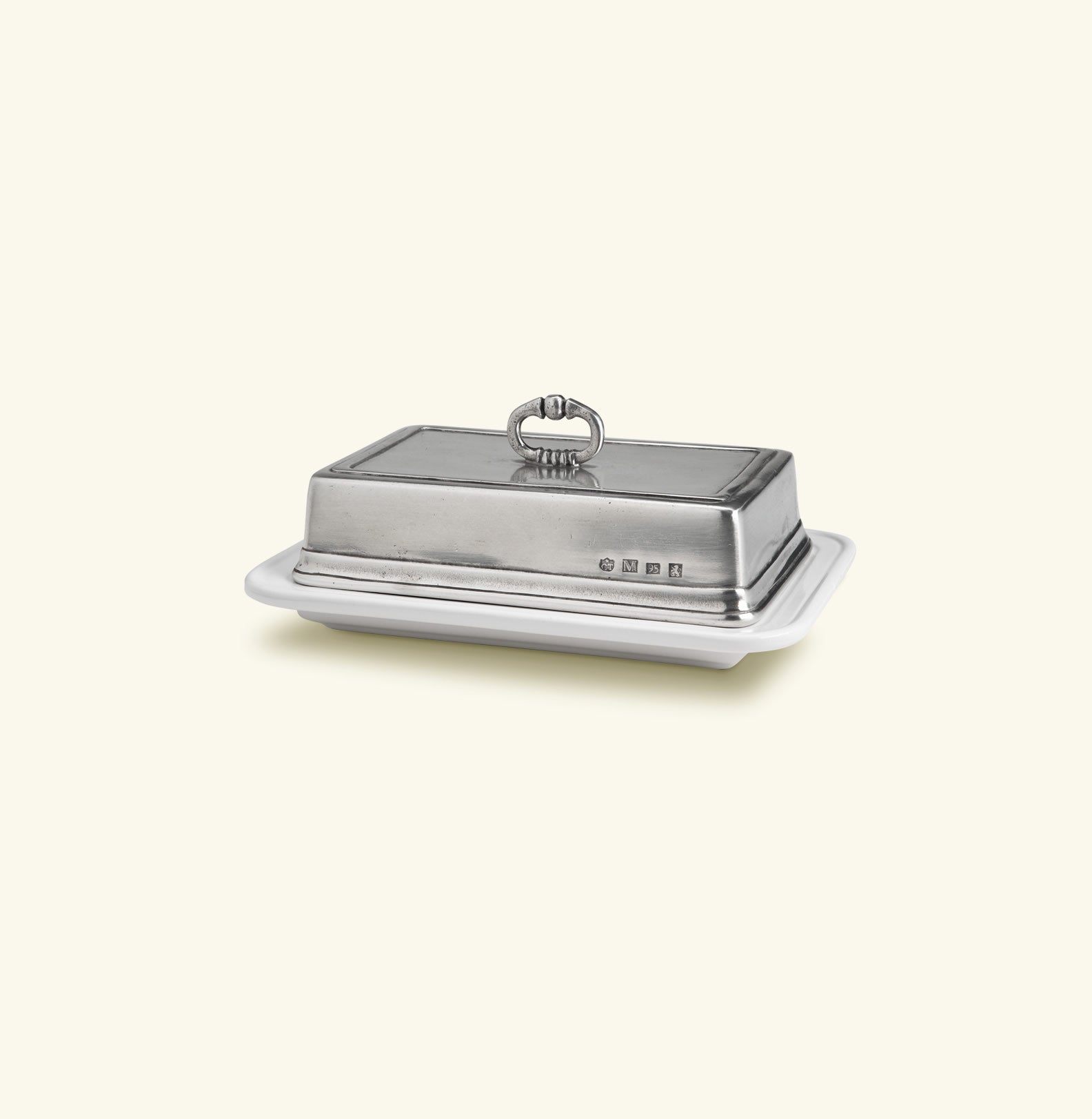 Convivio Double Butter Dish with Cover, White