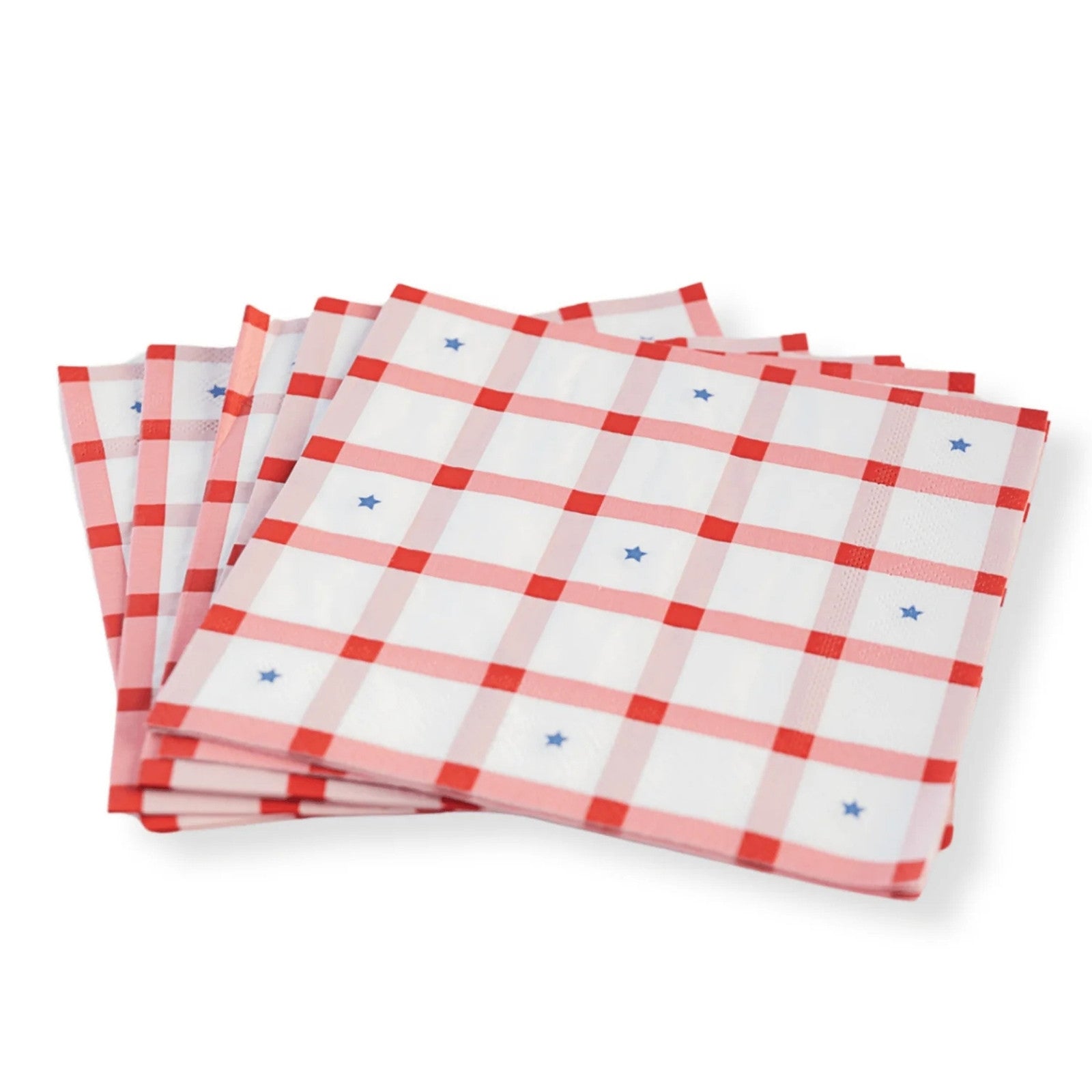 Red Gingham 4TH of July Large Napkins