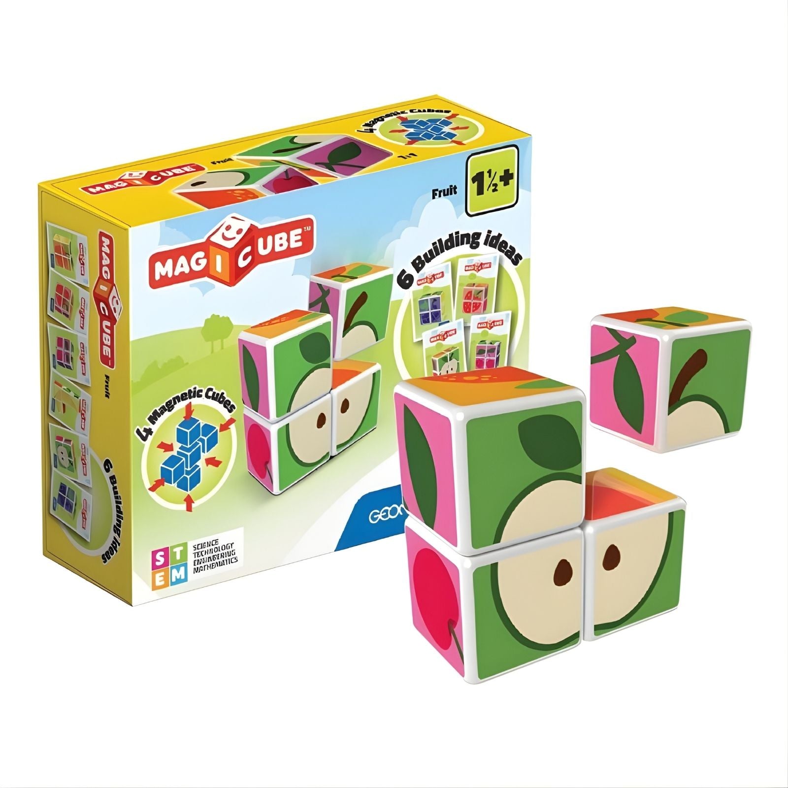Magicube Fruit 4-Piece Magnetic Cubes Building Set