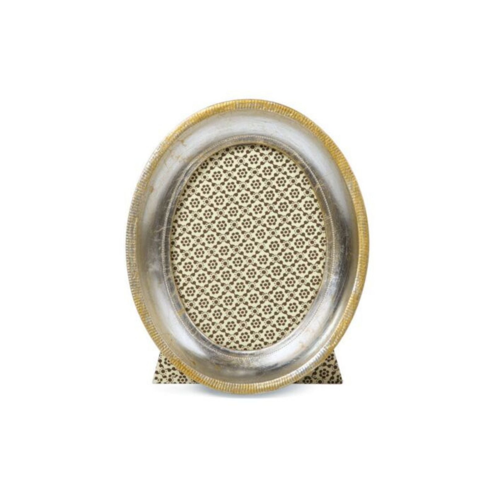 Italian Frame Oval Silver Leaf 3"