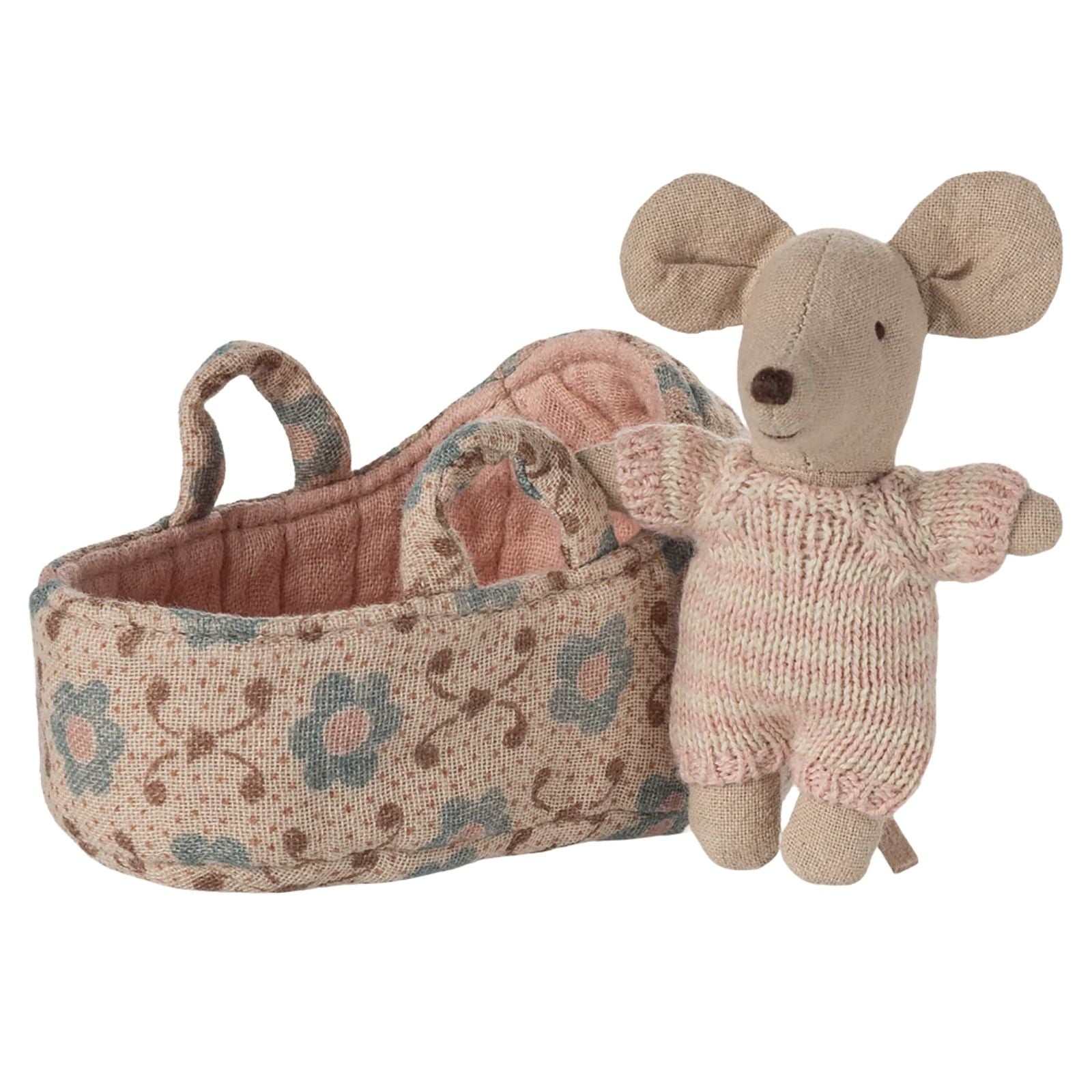Baby mouse in carry cot - Rose