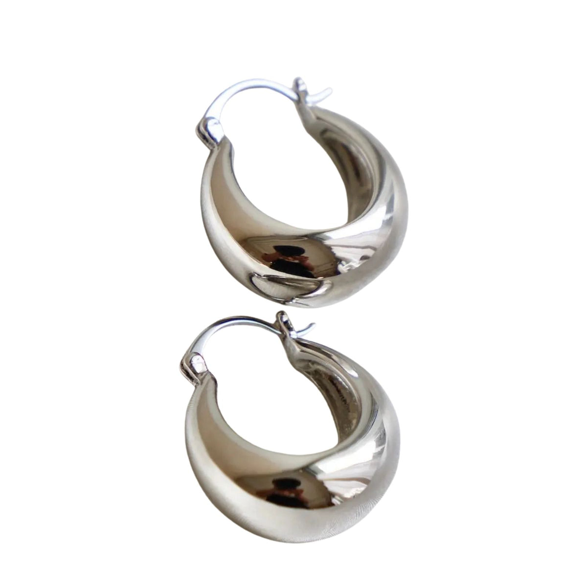 Silver Coco Chunky Hoop Earrings