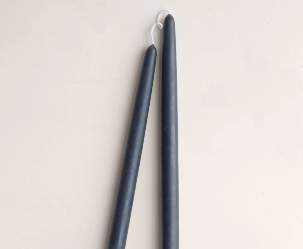 Beeswax Pair of 12" Taper Candles Ink