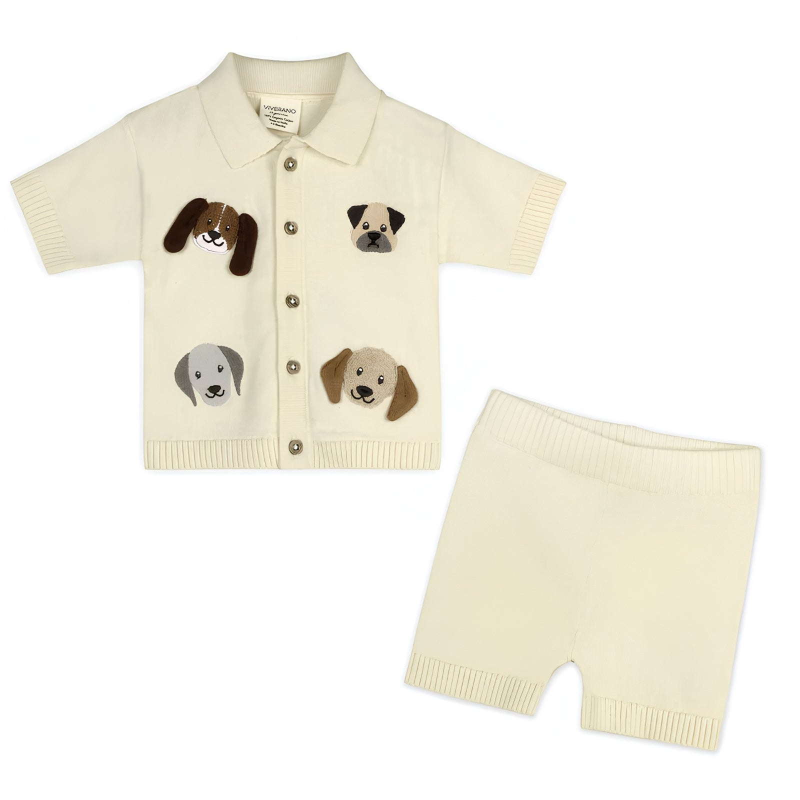 Doggy Embroidered Shirt Shorts Set 3-6M