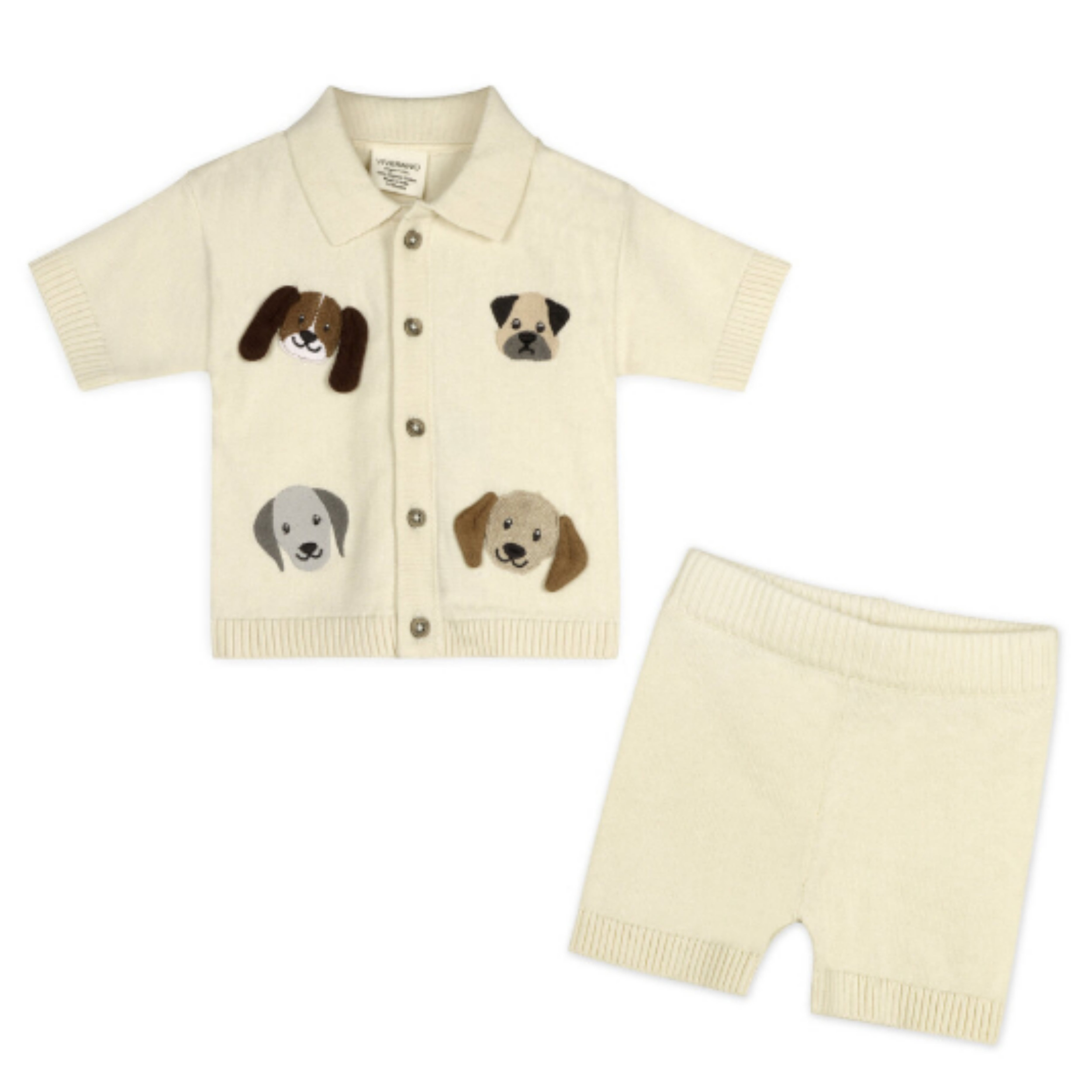 Doggy Embroidered Shirt Shorts Set 3-6M