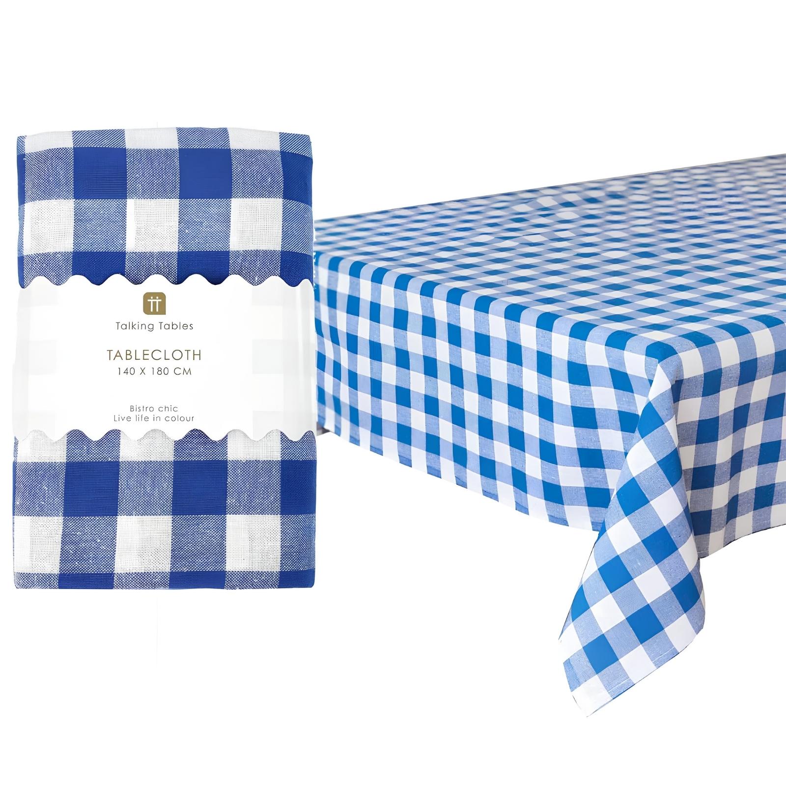 Blue Gingham Tablecloth - Blue