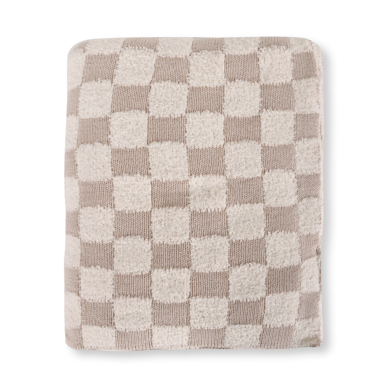Tan Checkered - Jacquard Terry Knit Baby Blanket