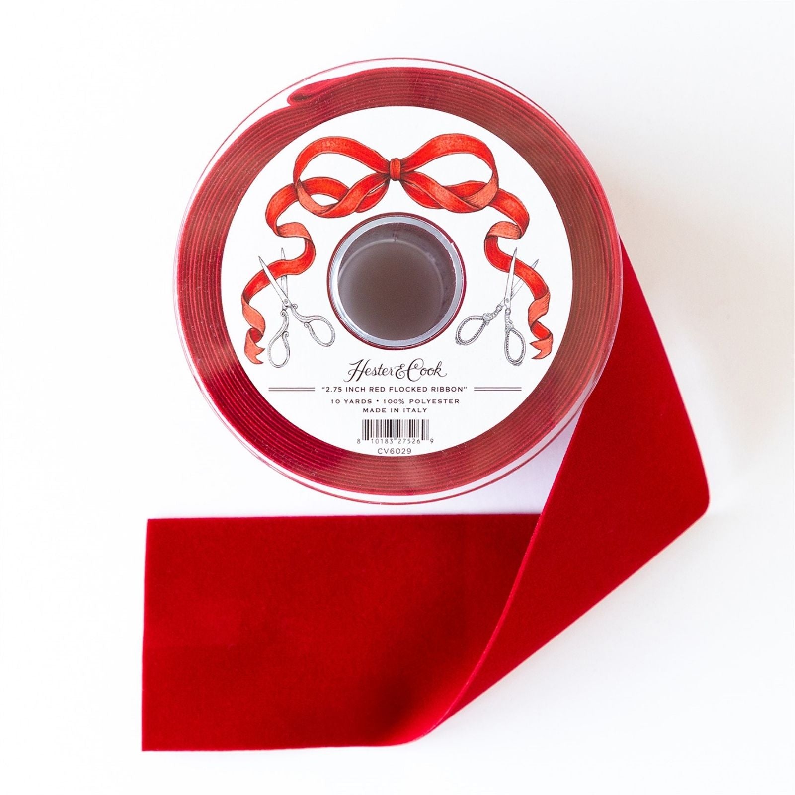Red Flocked Ribbon 2.75"