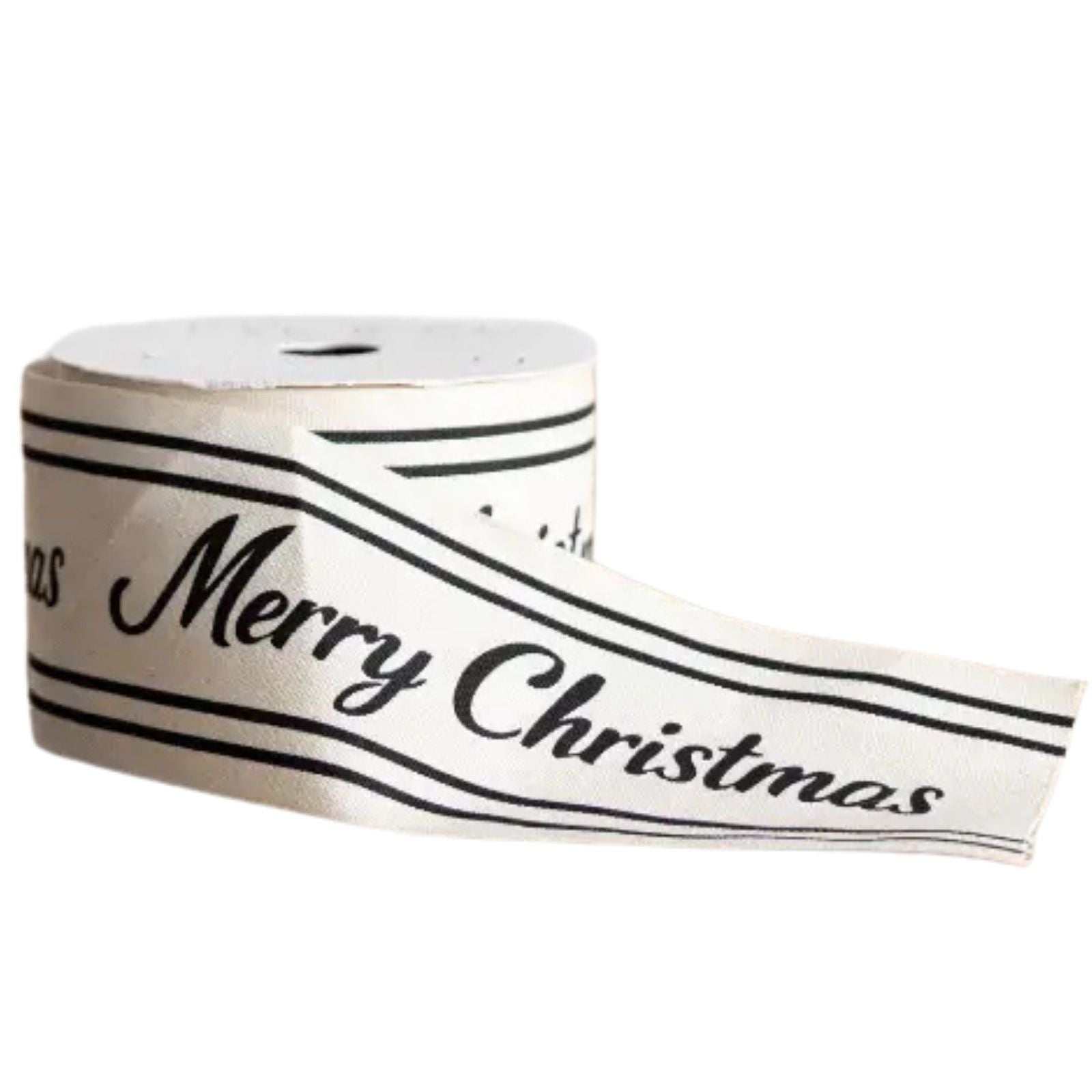 Black Cursive Merry Christmas Ribbon Large