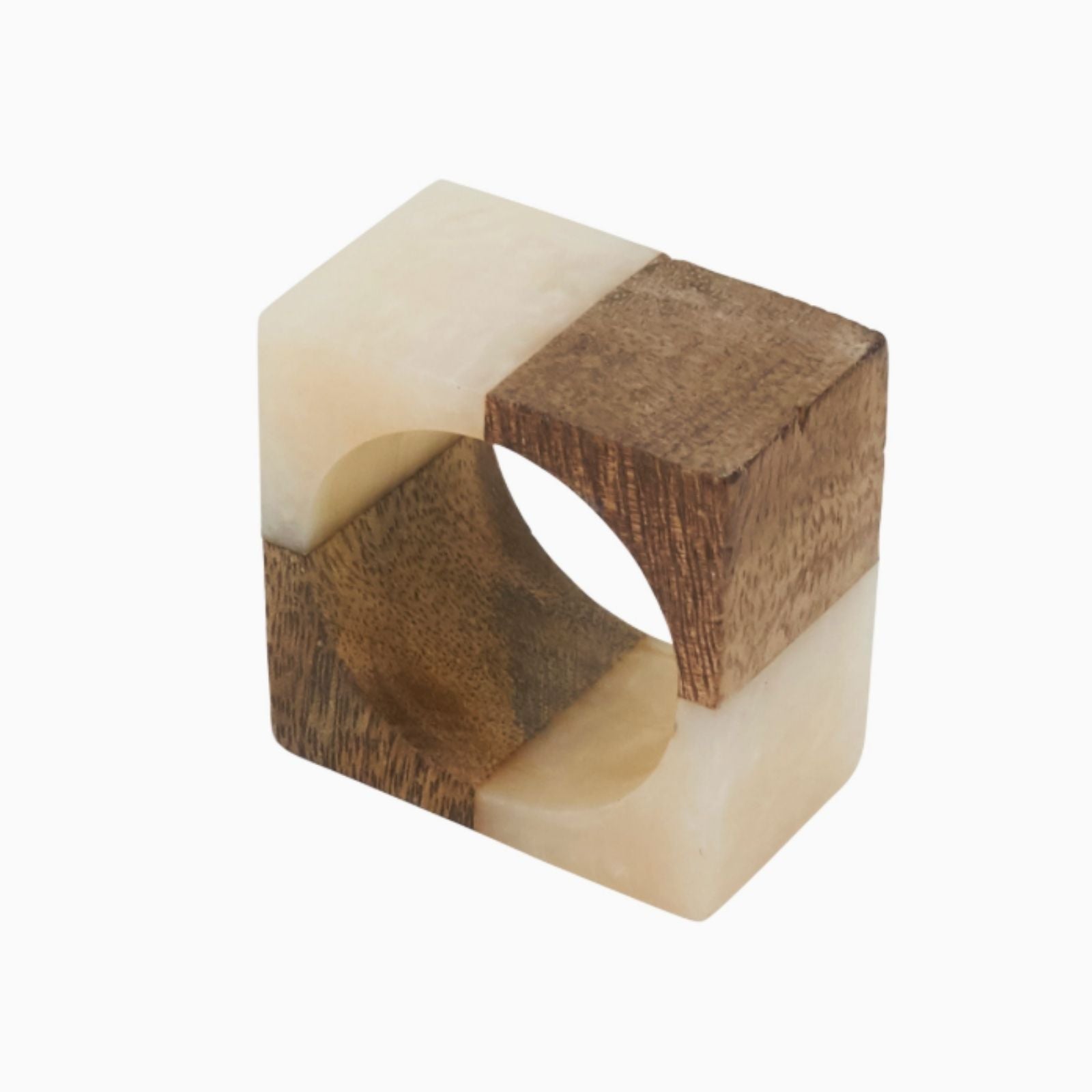 Wooden Fusion Resin Napkin Ring - Ivory