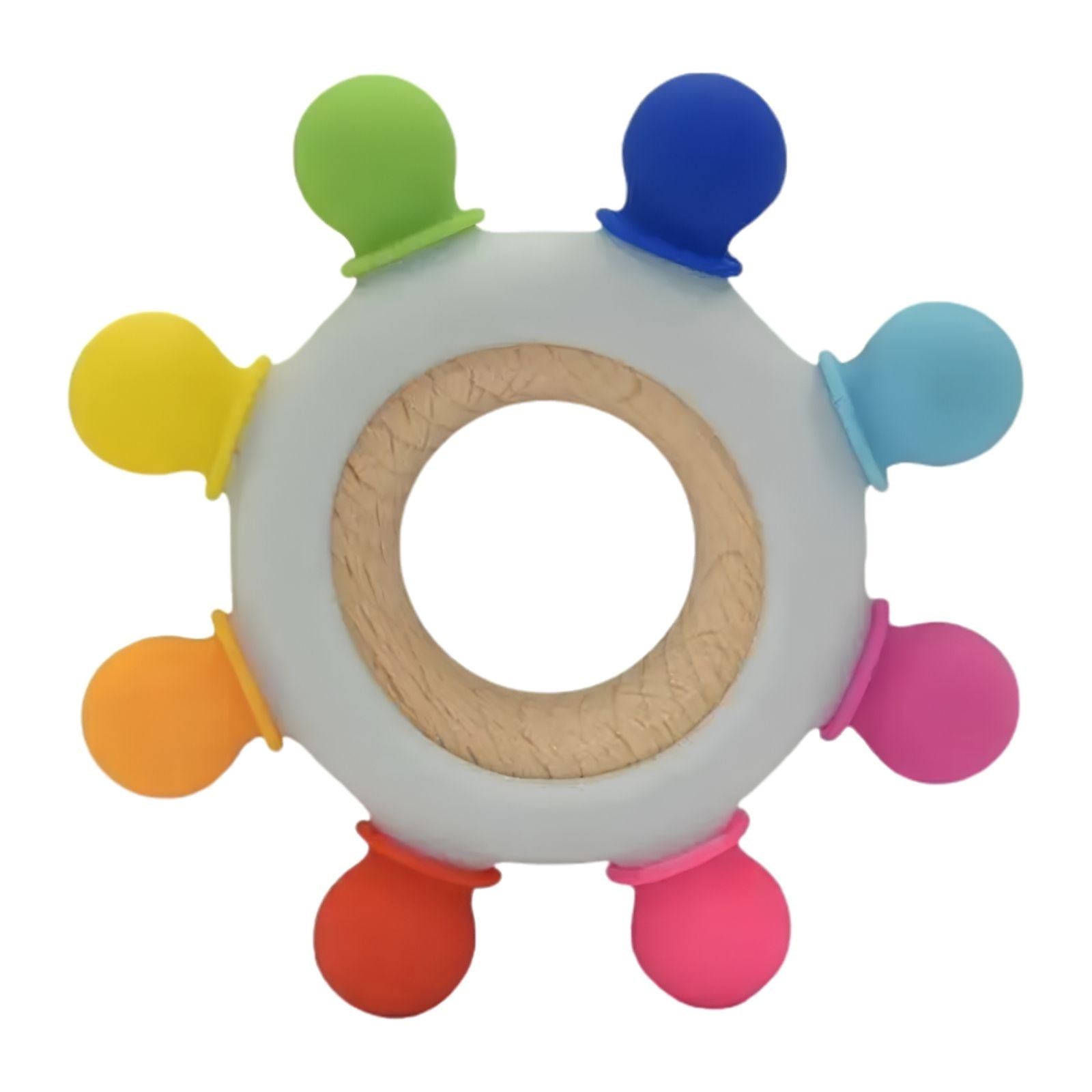 Silicone and Wood Teether - Rainbow