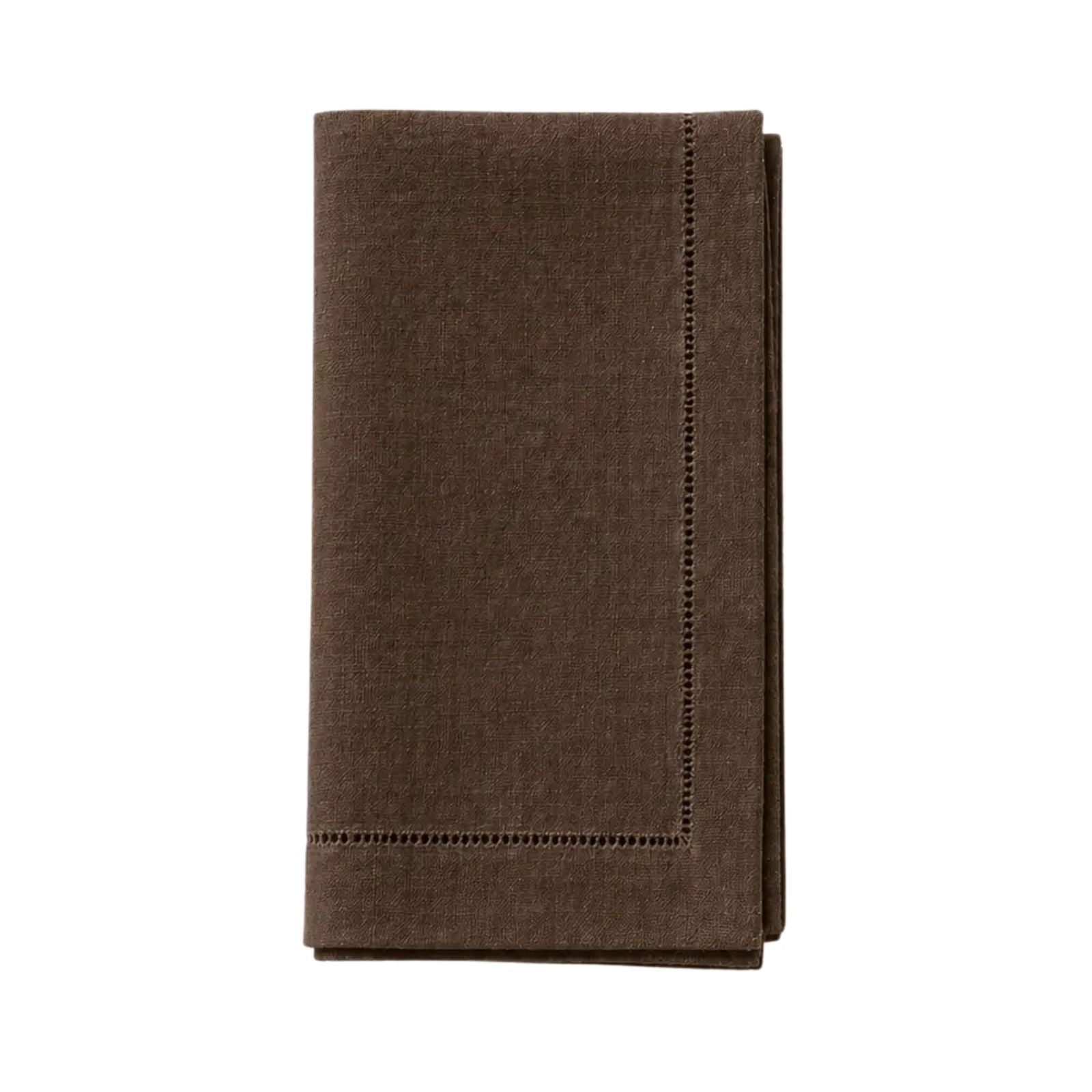 Dinner Napkin - Brown Linen Hemstitch