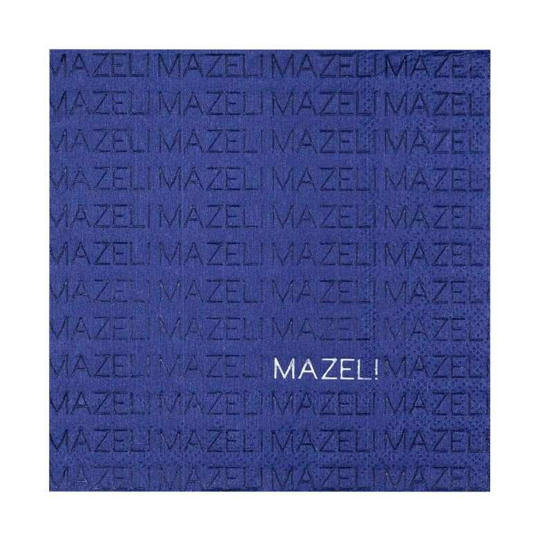 Navy "Mazel" Cocktail Napkins - 20 Pk.