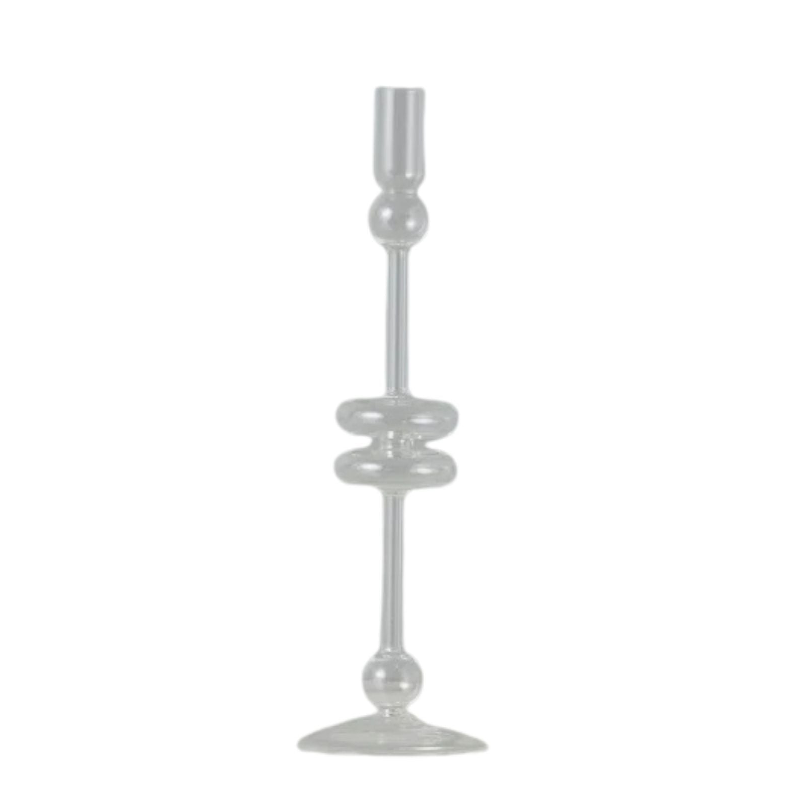Clear Glass Candlestick, Large
