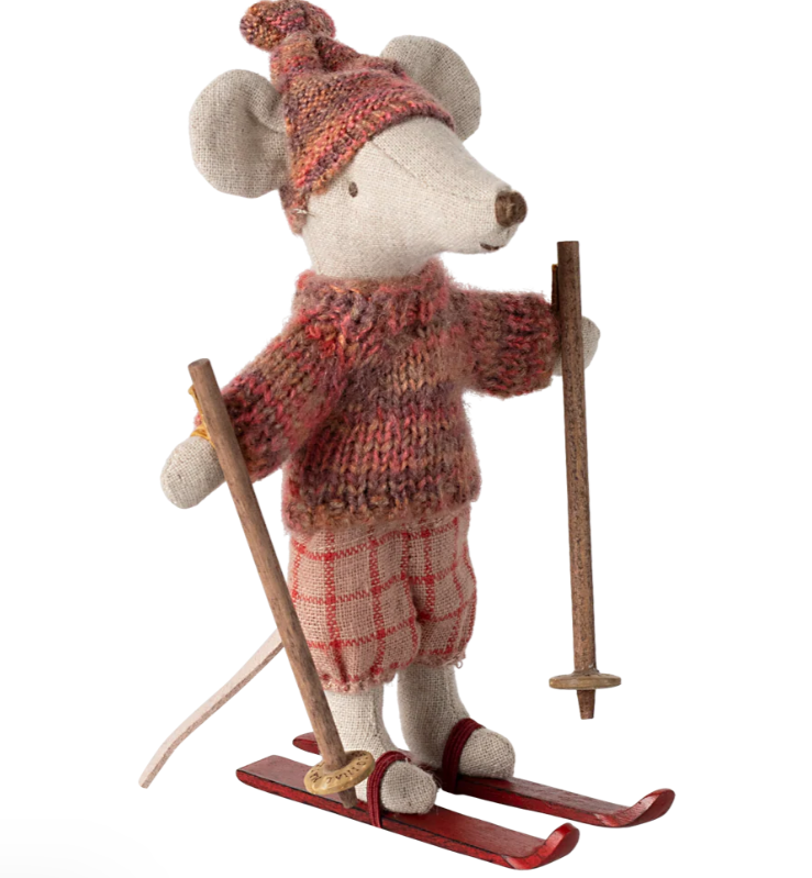 Winter mouse with ski set, Big sister - Rose