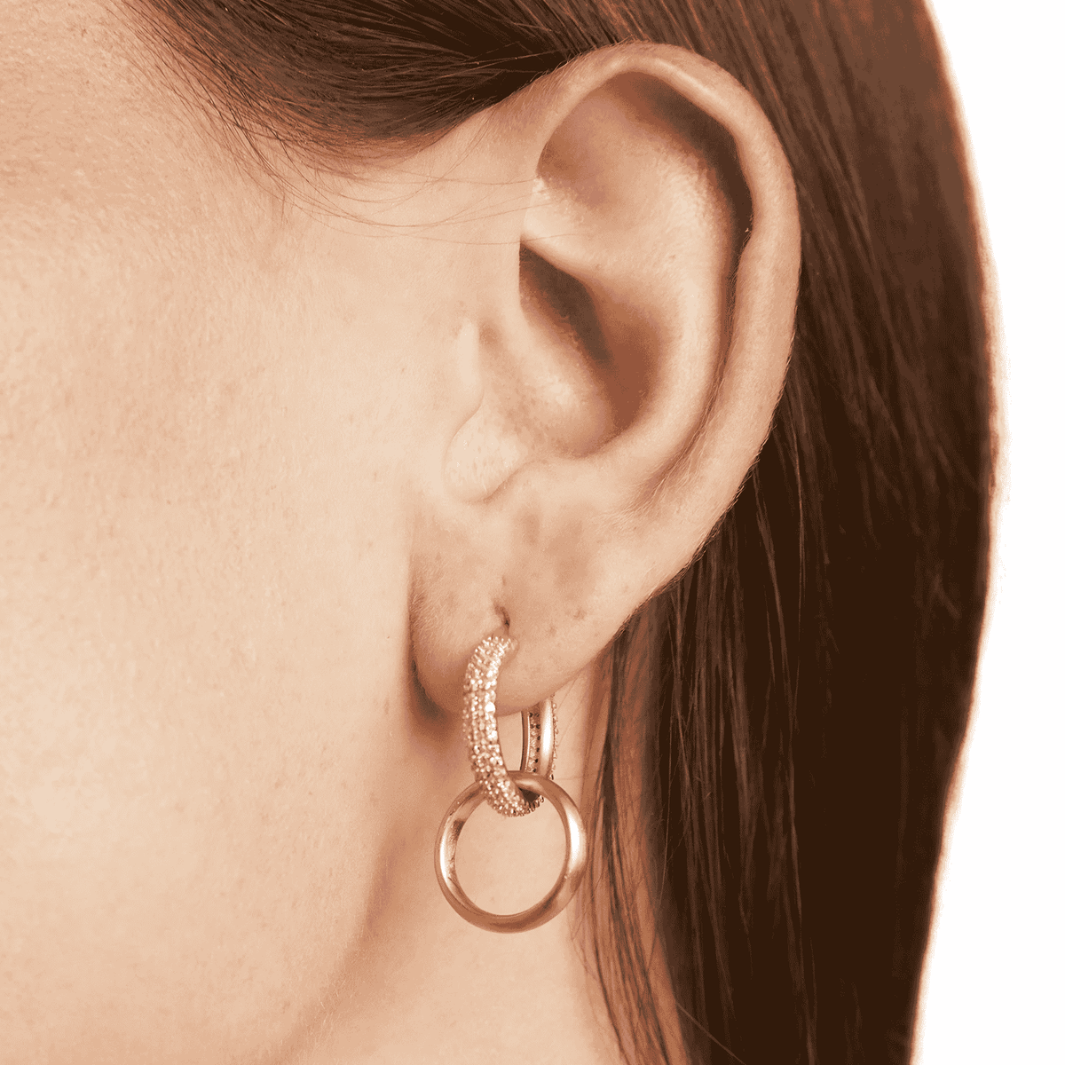 Petite Pave Drop Hoop Earrings - Gold/White Topaz