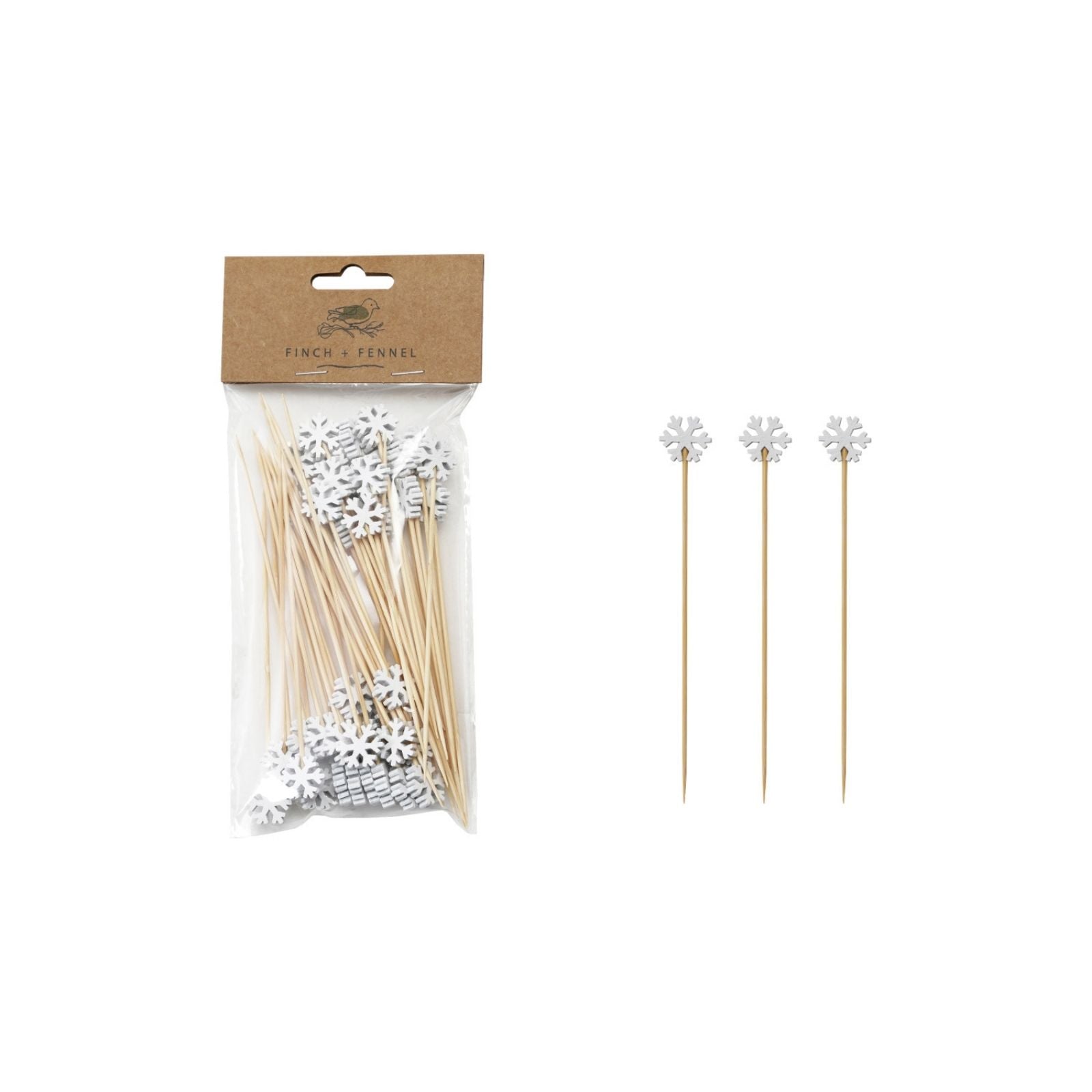 Bamboo Single Use Skewers Snowflake Handles