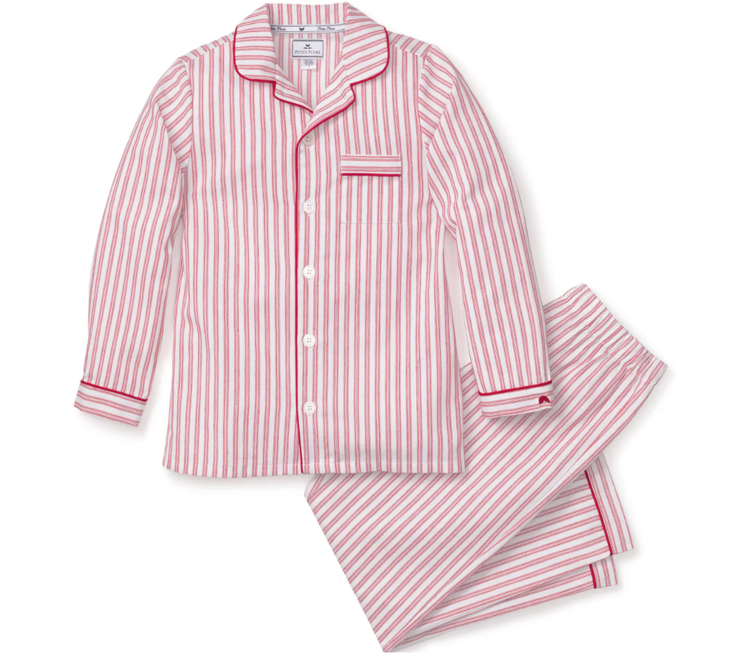 Kids Antique Red Ticking Pajama Set