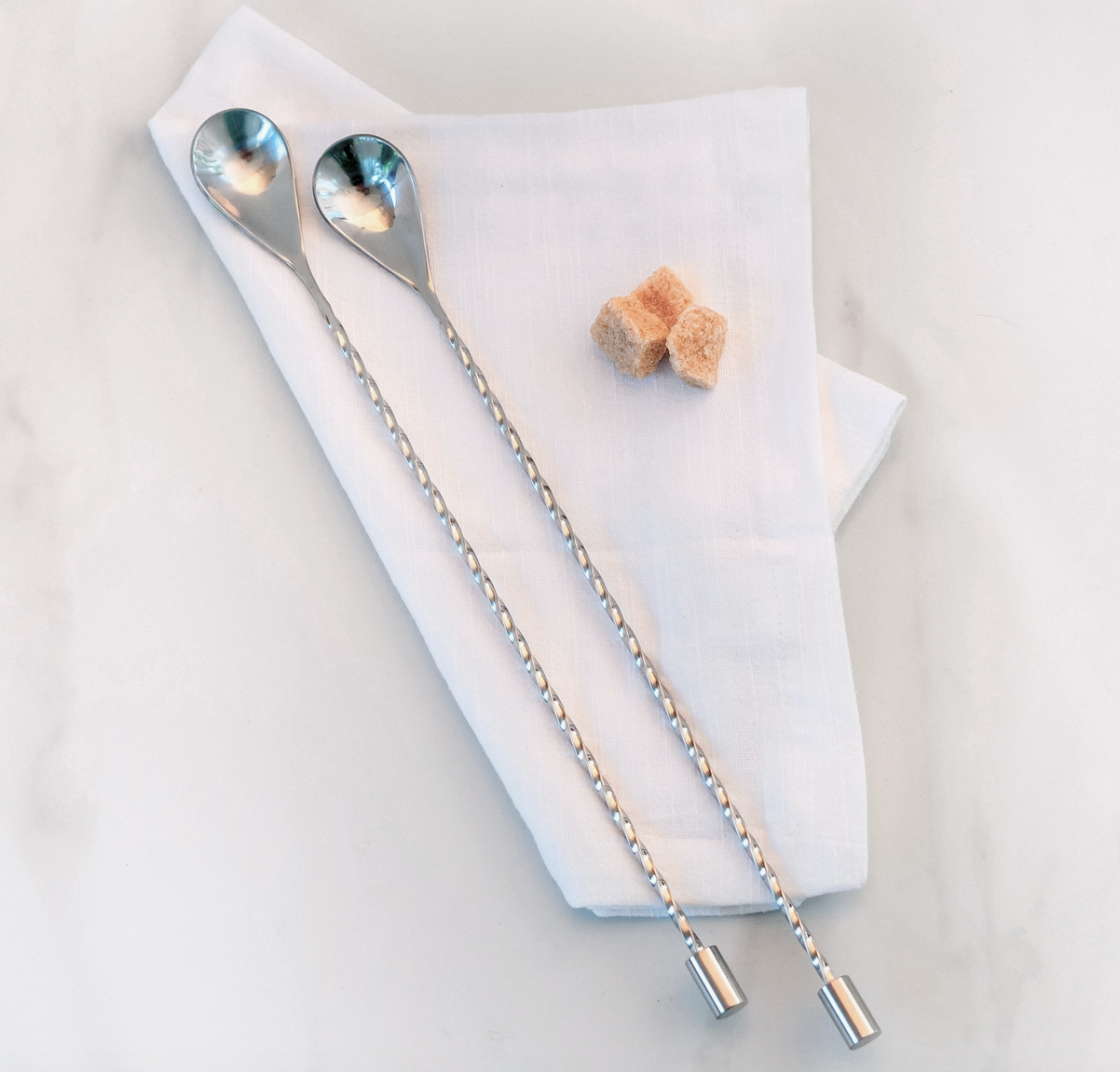 Set of 2 Silver Spiral Bar Spoons