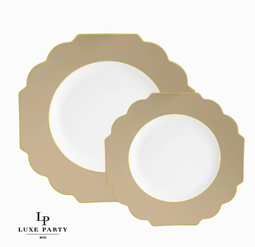 Gold Scalloped Plastic Plates | 10 Pack