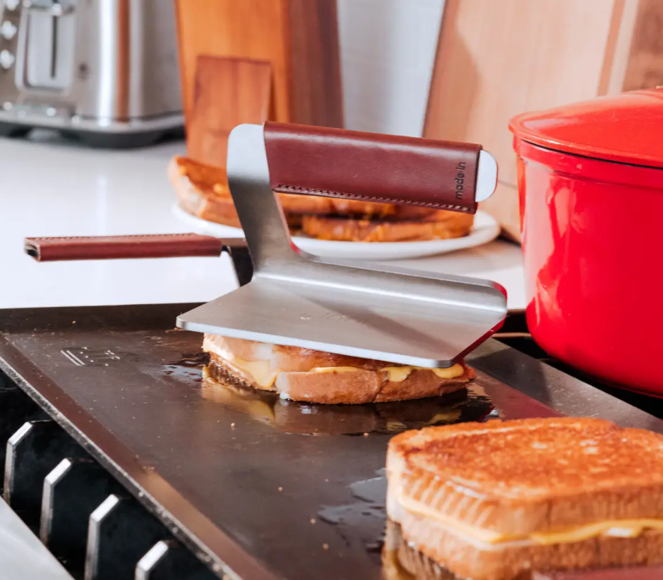 Grill Press w/ Leather Handle