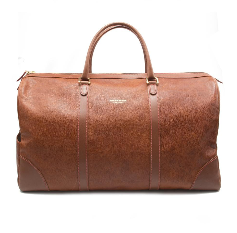 Brown Weekend Bag with Leather Shoulder Strap