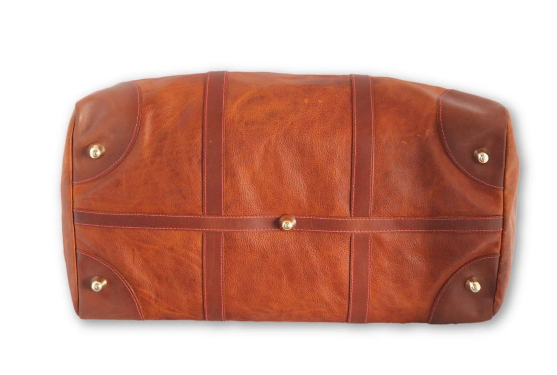 Brown Weekend Bag with Leather Shoulder Strap