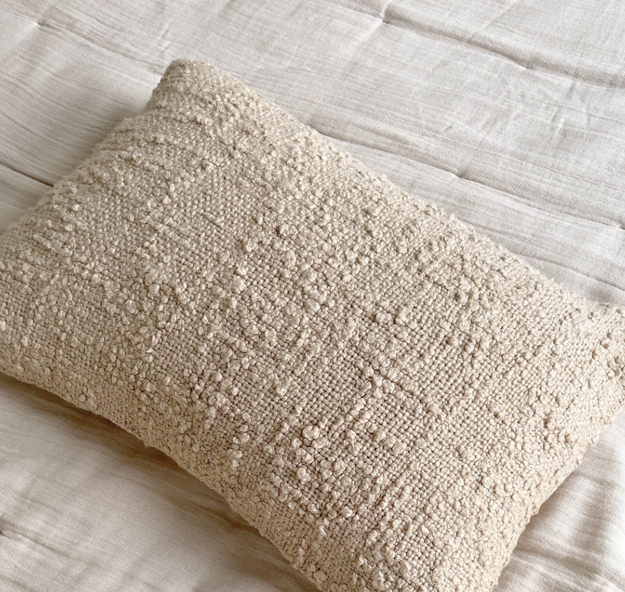 Cozy Cotton Beige Boucle 14x20 Pillow
