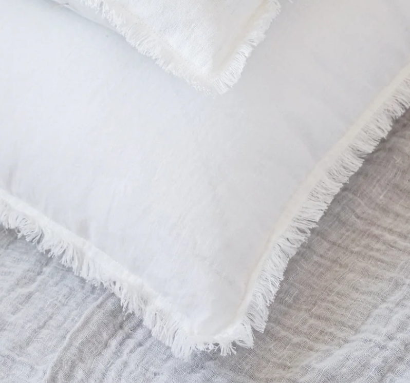 White Fringe So Soft Linen Pillow 26x26