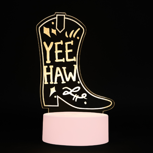 Acrylic Light Up Cowboy Boot Sign