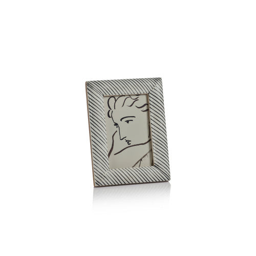 White Bone Frame w/Black Engraving 4x6