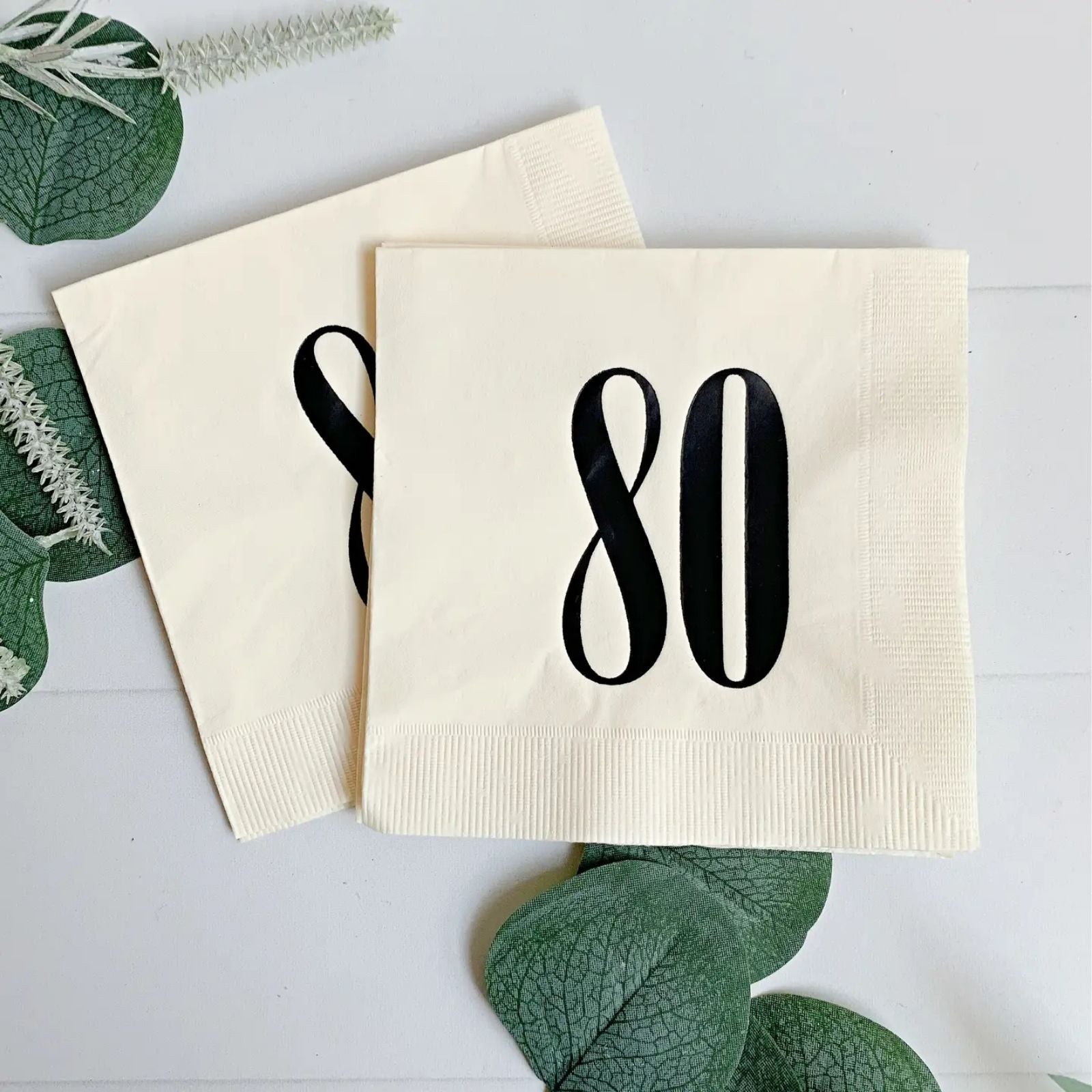 80 Cream & Black Napkins