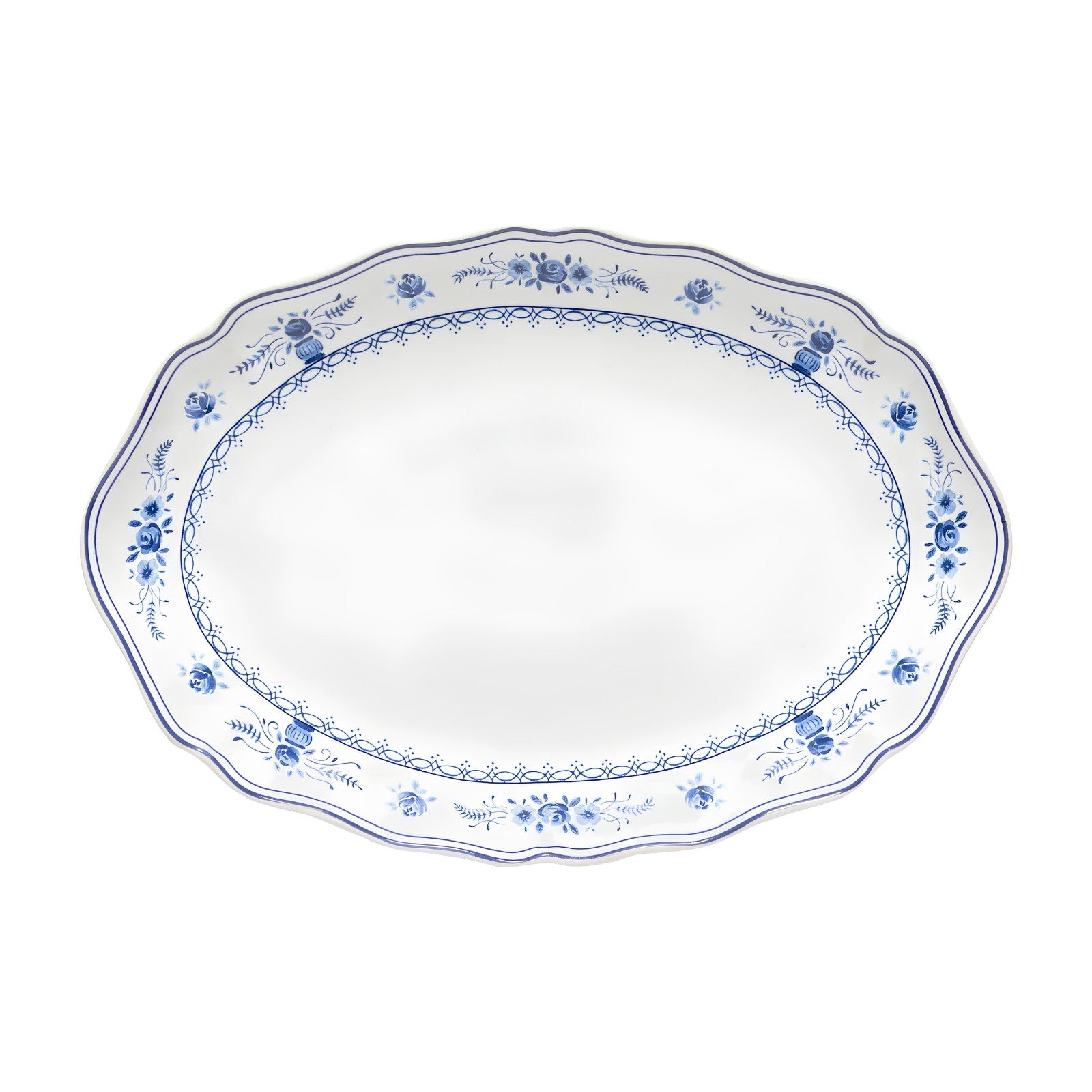 Oval Platter Vila, White Blue