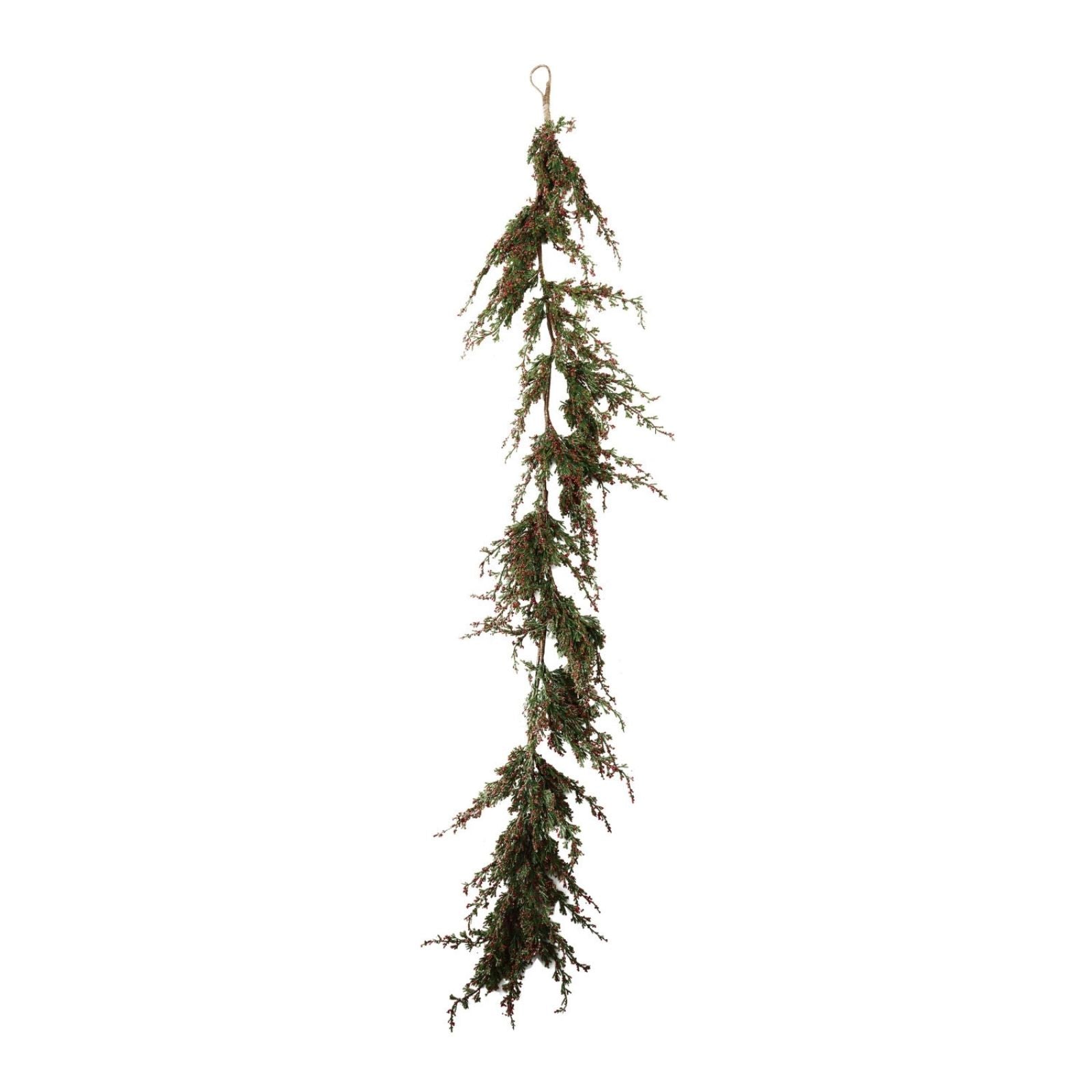 Faux Cypress Garland with Red Berries
