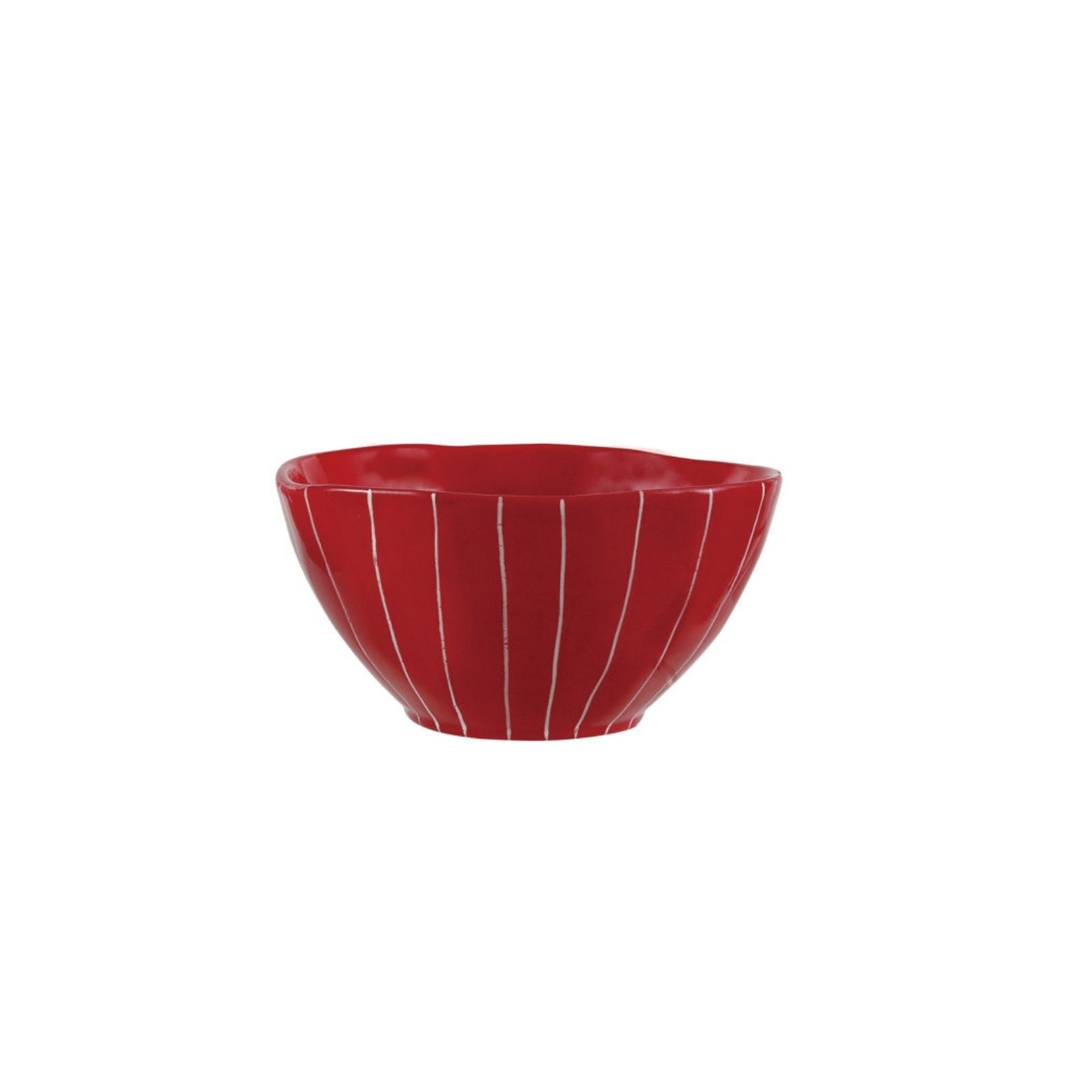 Hand-Painted Striped Bowl - Red