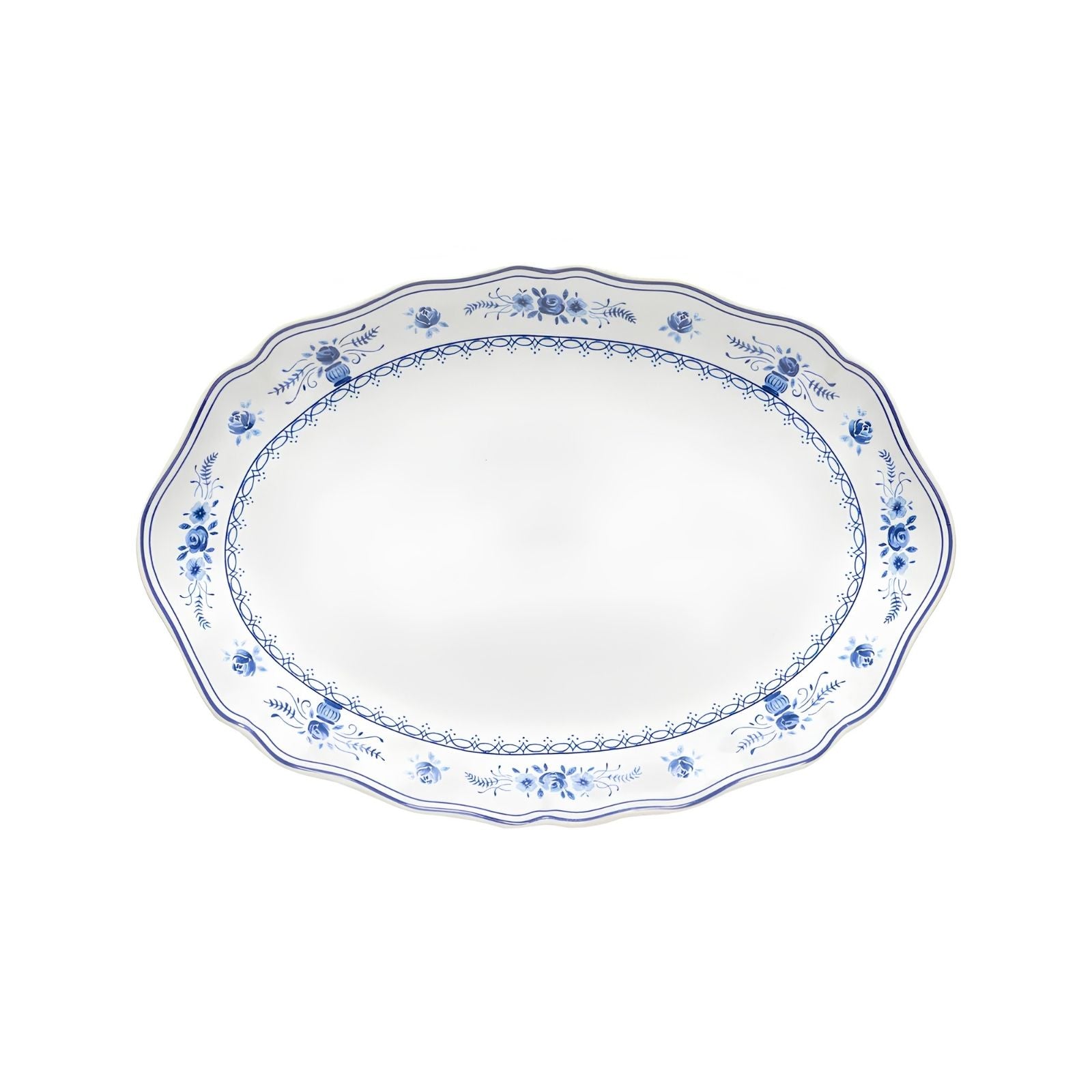 Oval Platter Vila, White Blue