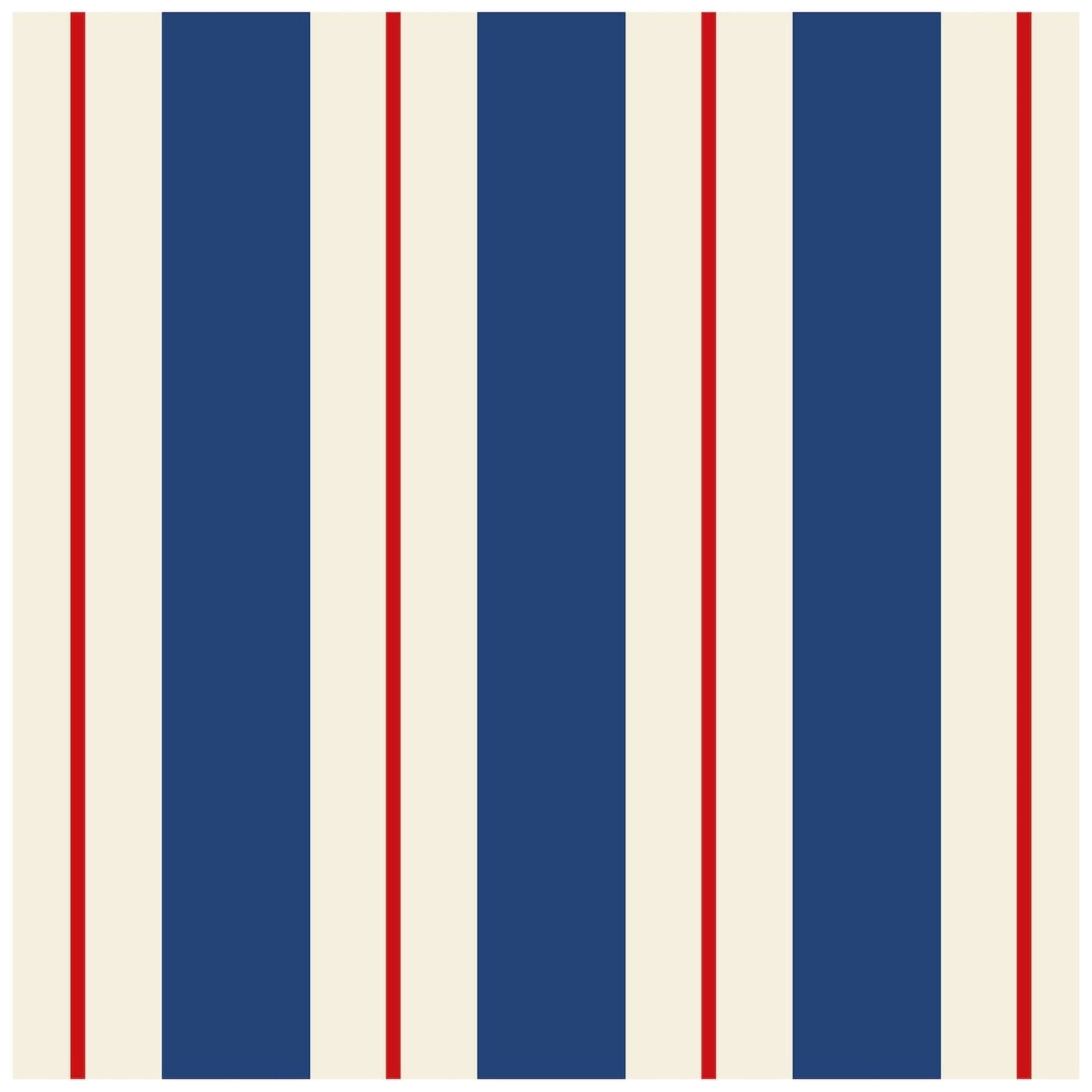 Navy & Red Awning Stripe Cocktail Napkin