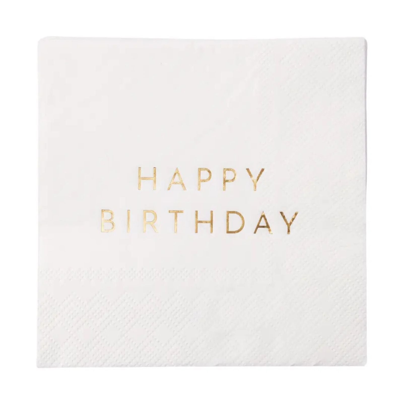 White & Gold Signature Happy Birthday Cocktail Napkins