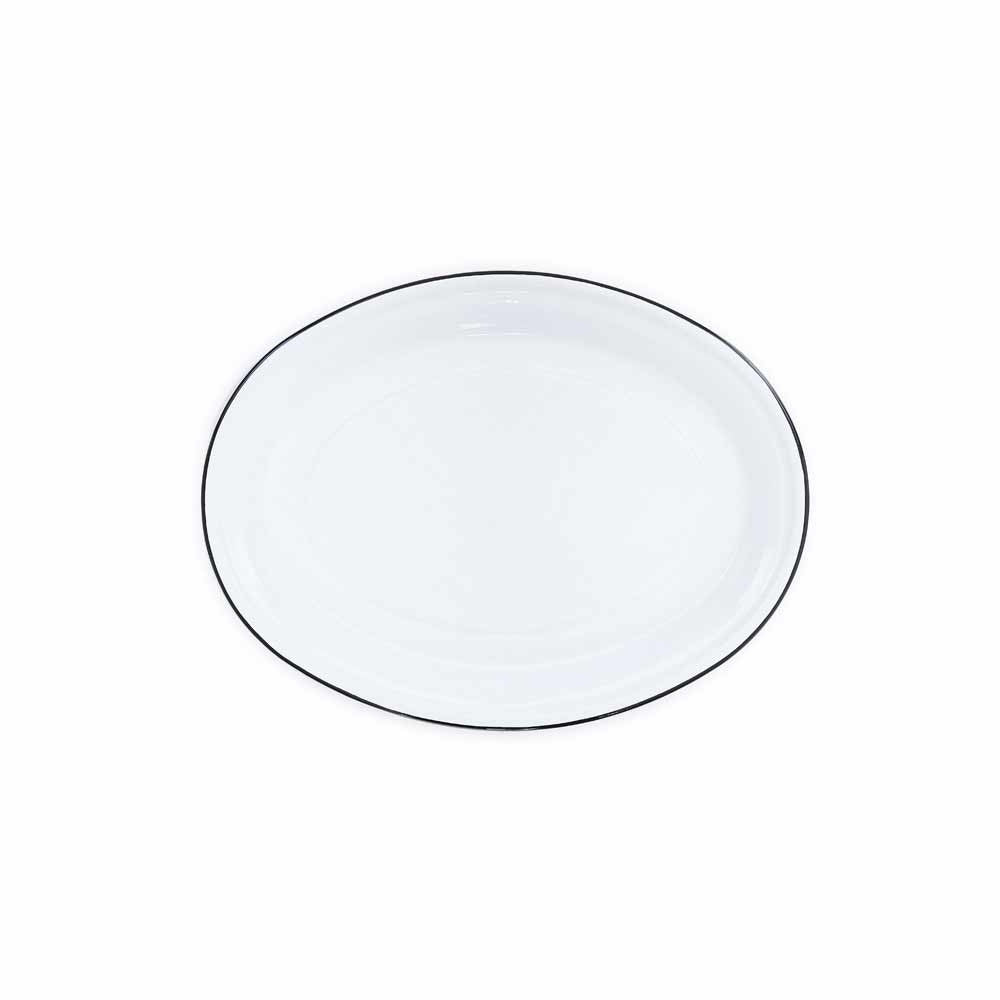 Oval Tray White Black Rim
